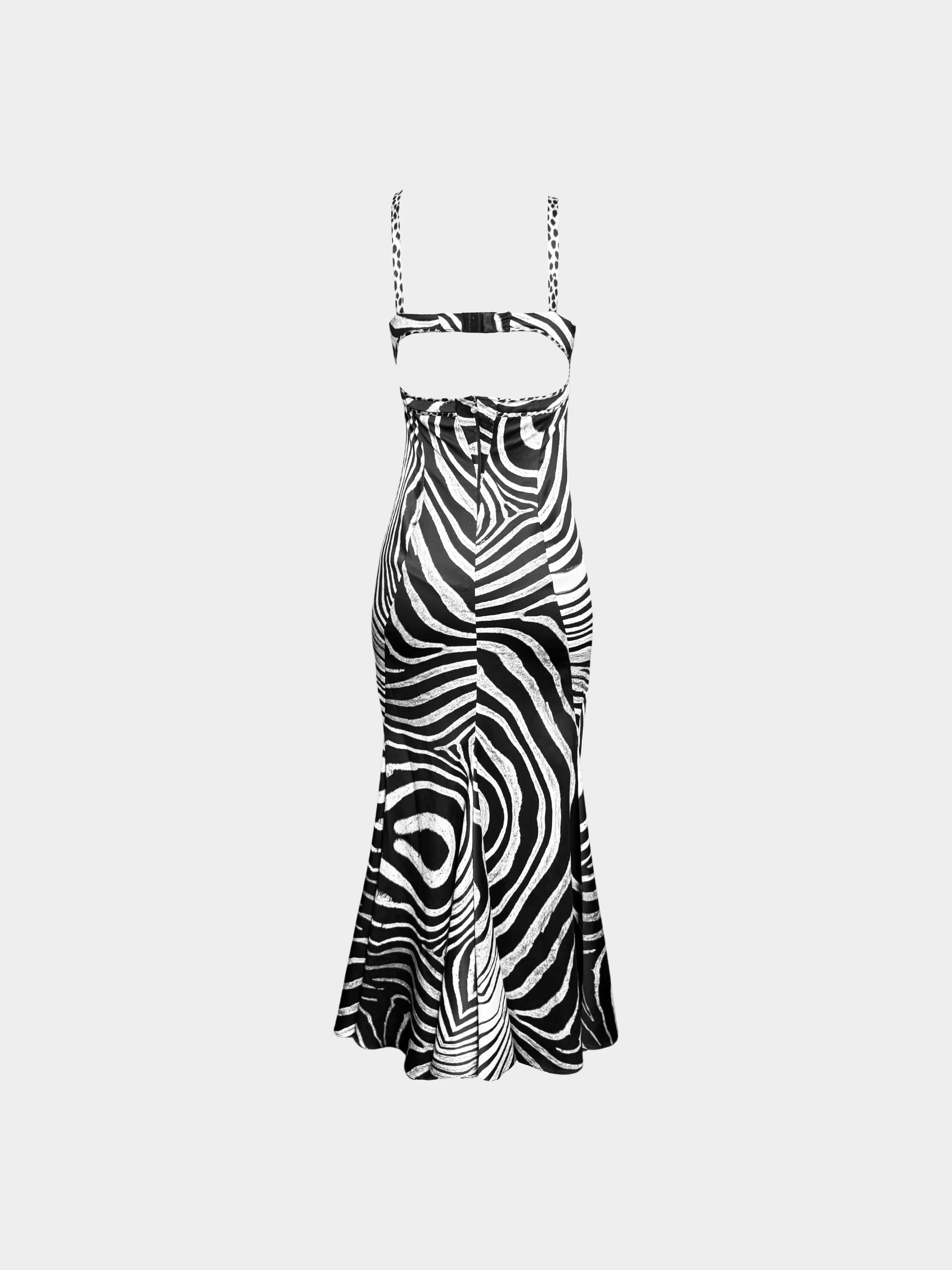 Roberto Cavalli 2000s Black and White Zebra Print Bustier Maxi Dress - Image 2