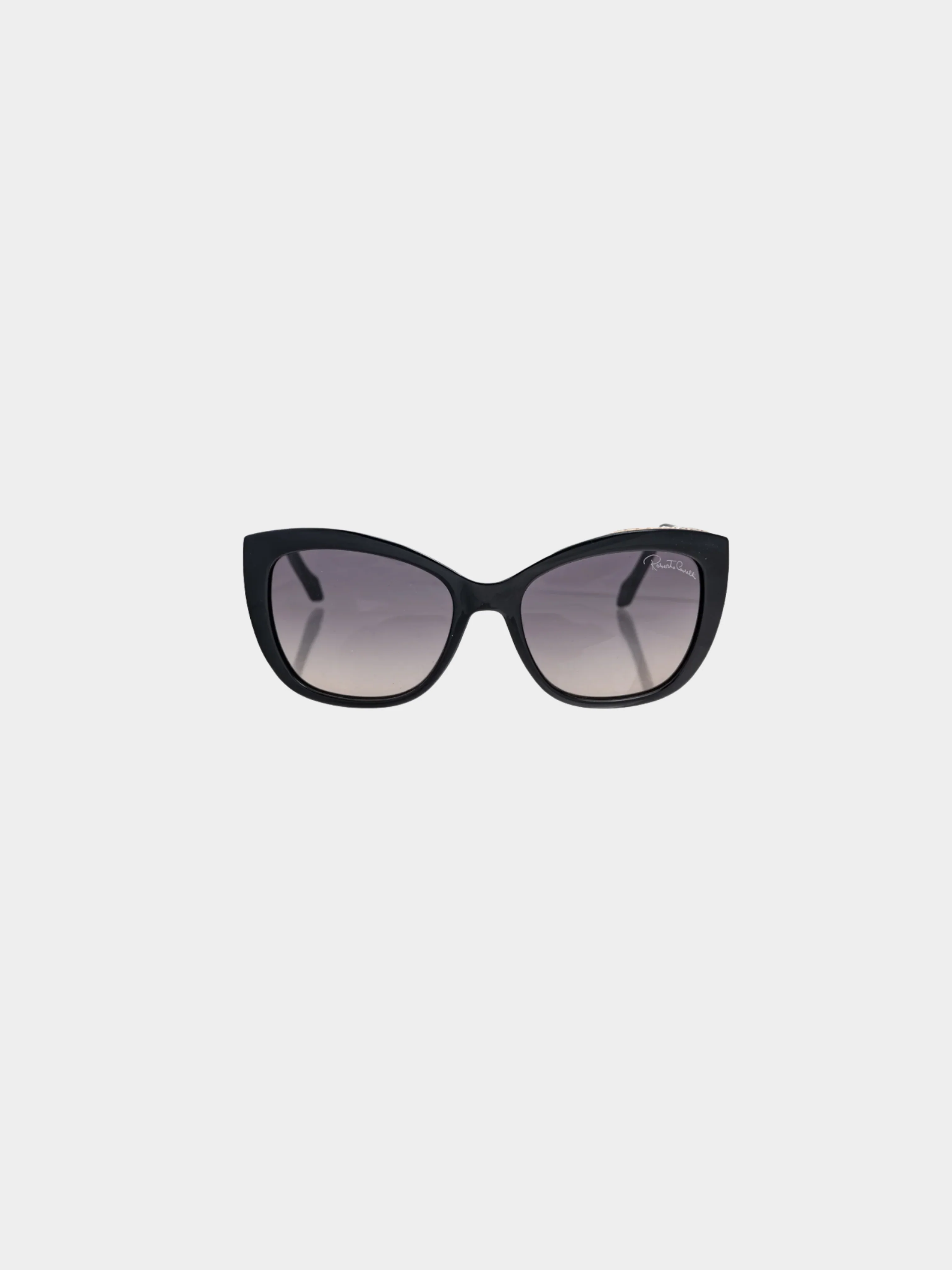 Roberto Cavalli 2010s Mekbuda Black Rhinestone Snakeskin-Texture Cat-Eye Sunglasses - Image 2