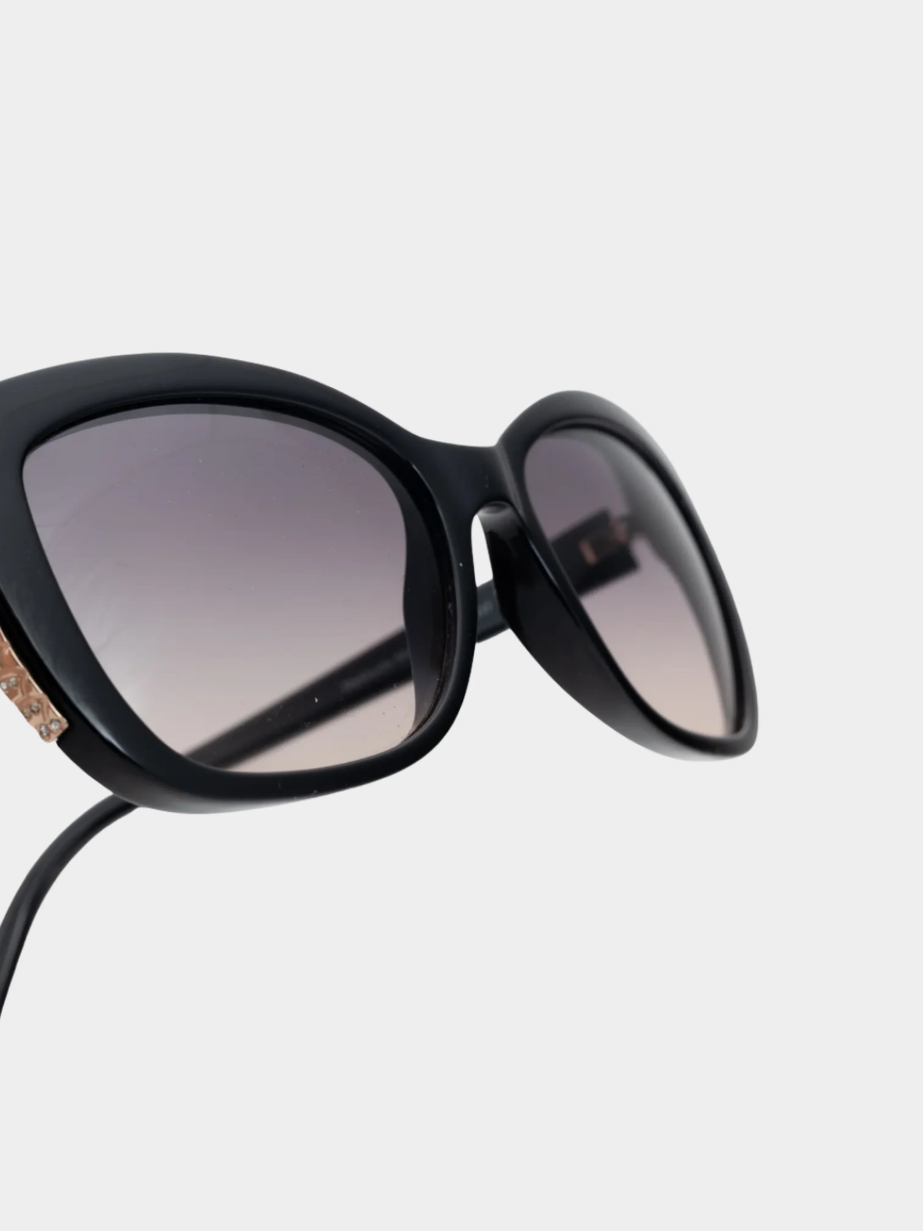 Roberto Cavalli 2010s Mekbuda Black Rhinestone Snakeskin-Texture Cat-Eye Sunglasses - Image 5