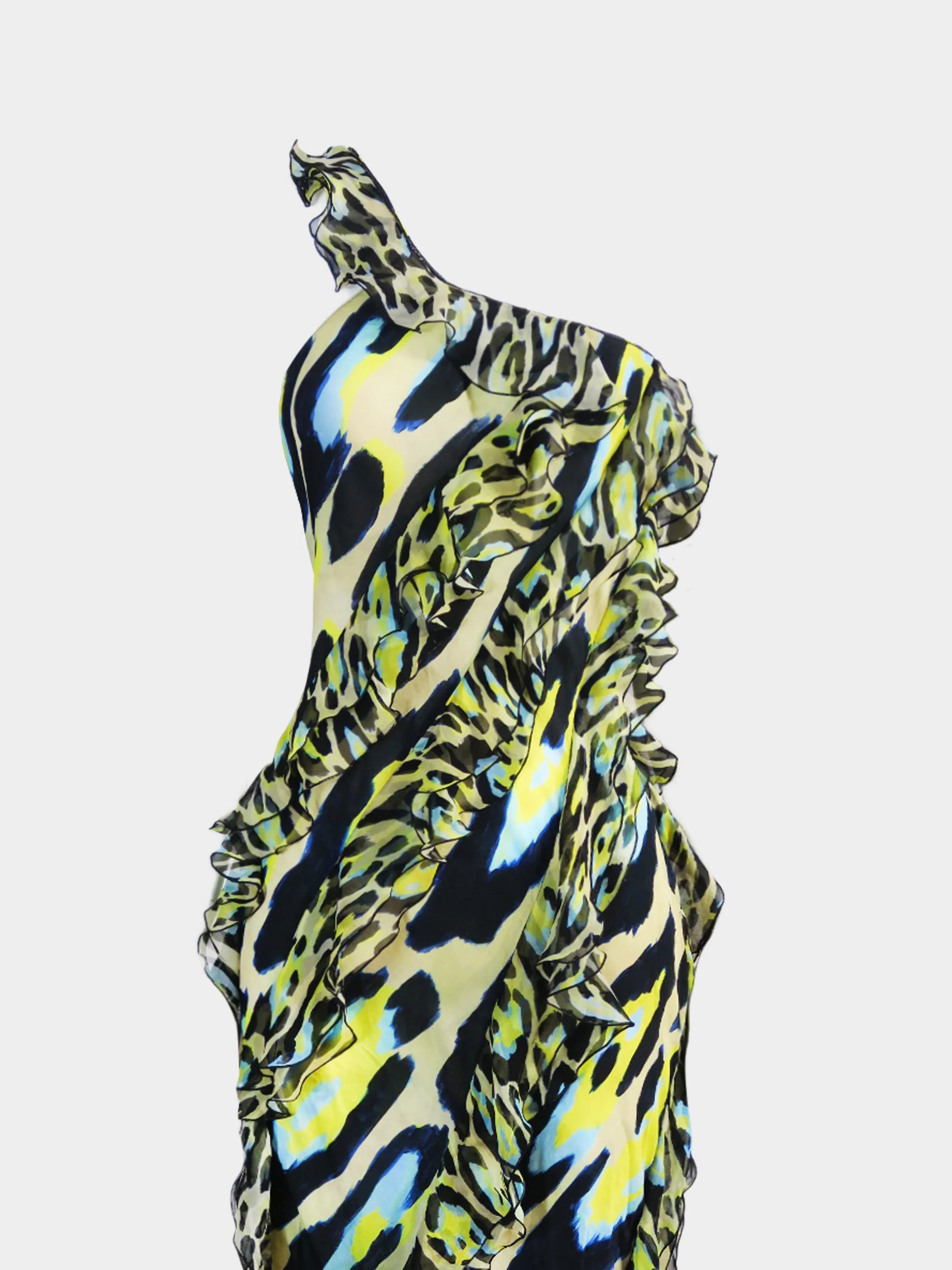 Roberto Cavalli 2023 Leopard Print Ruffled Maxi Dress - Image 2