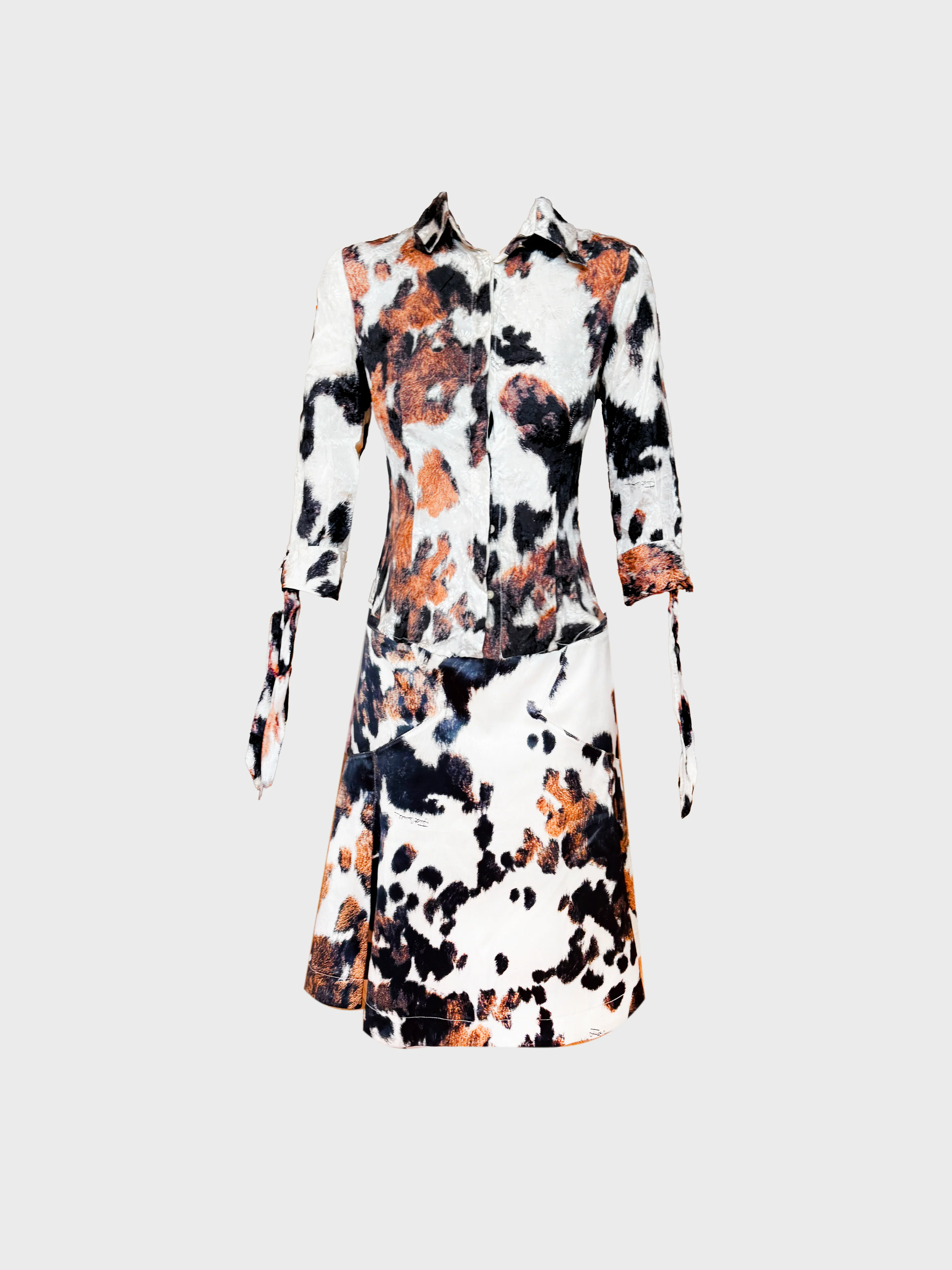 Roberto Cavalli Just Cavalli AW 2006 Animal Print Tie Sleeve Top and Skirt Set