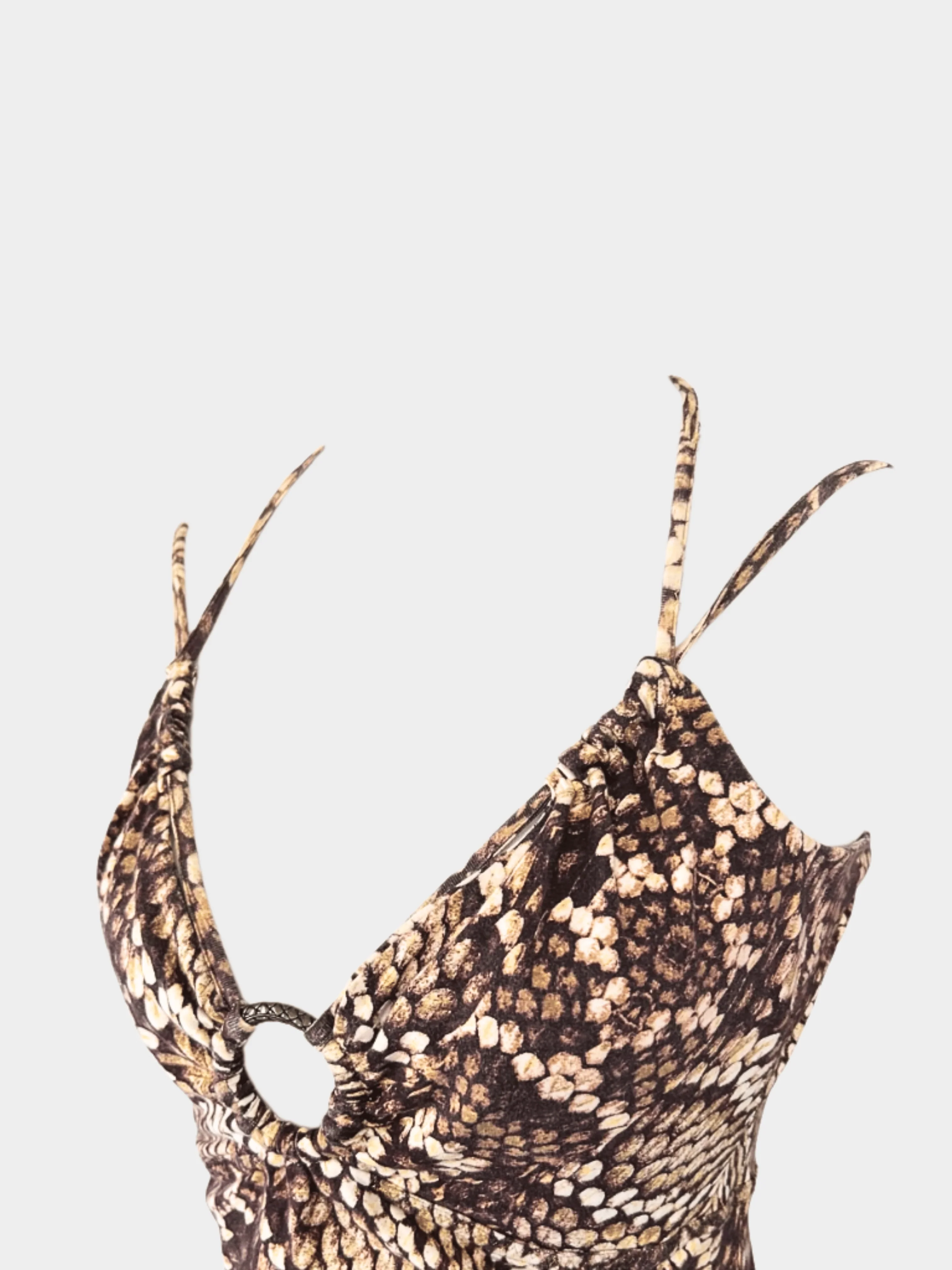 Roberto Cavalli Just Cavalli 2000s Brown Snakeskin Print Mini Dress - Image 2