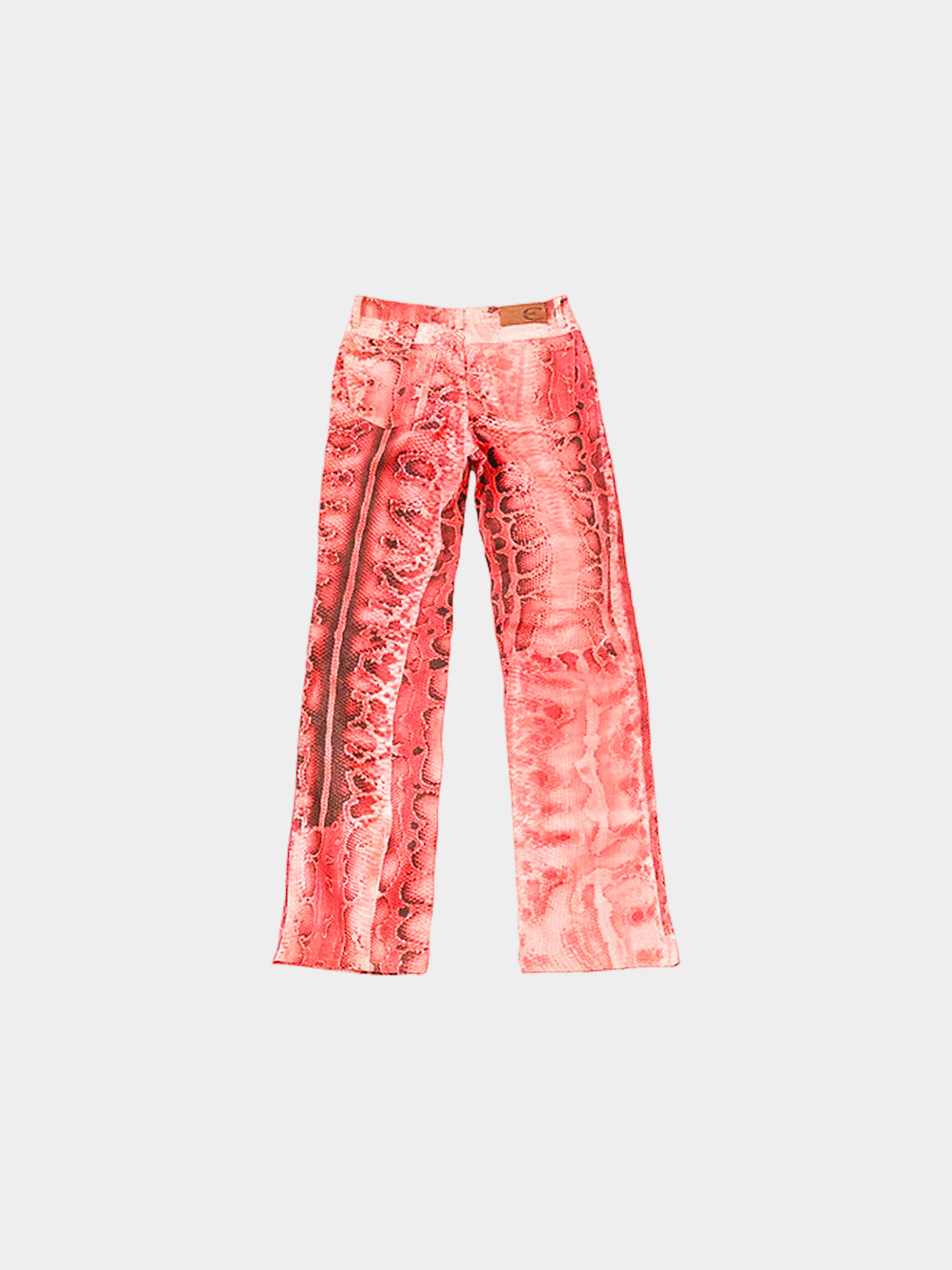 Roberto Cavalli Just Cavalli 2006 Red Python Print Pants - Image 2