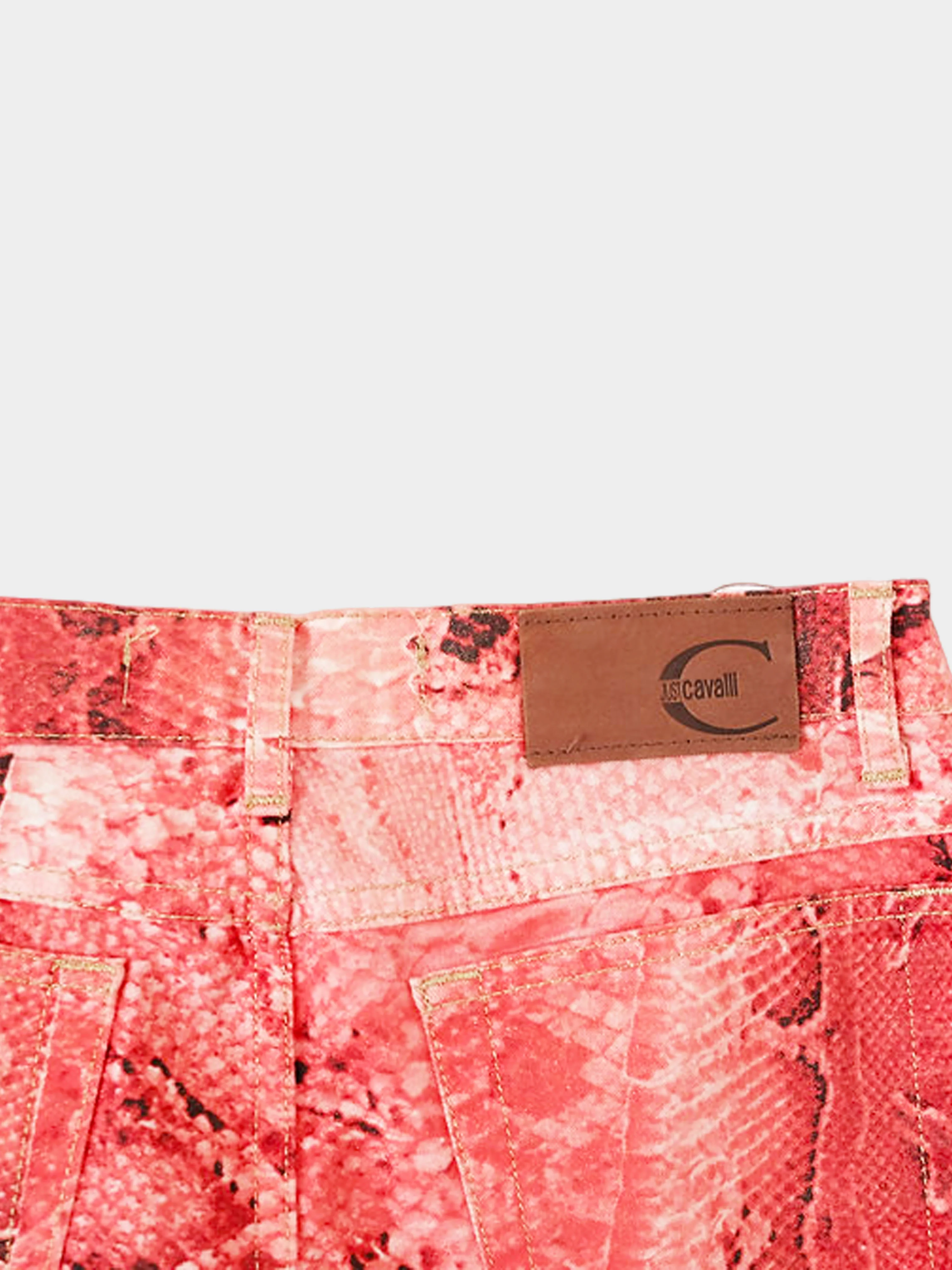 Roberto Cavalli Just Cavalli 2006 Red Python Print Pants - Image 3