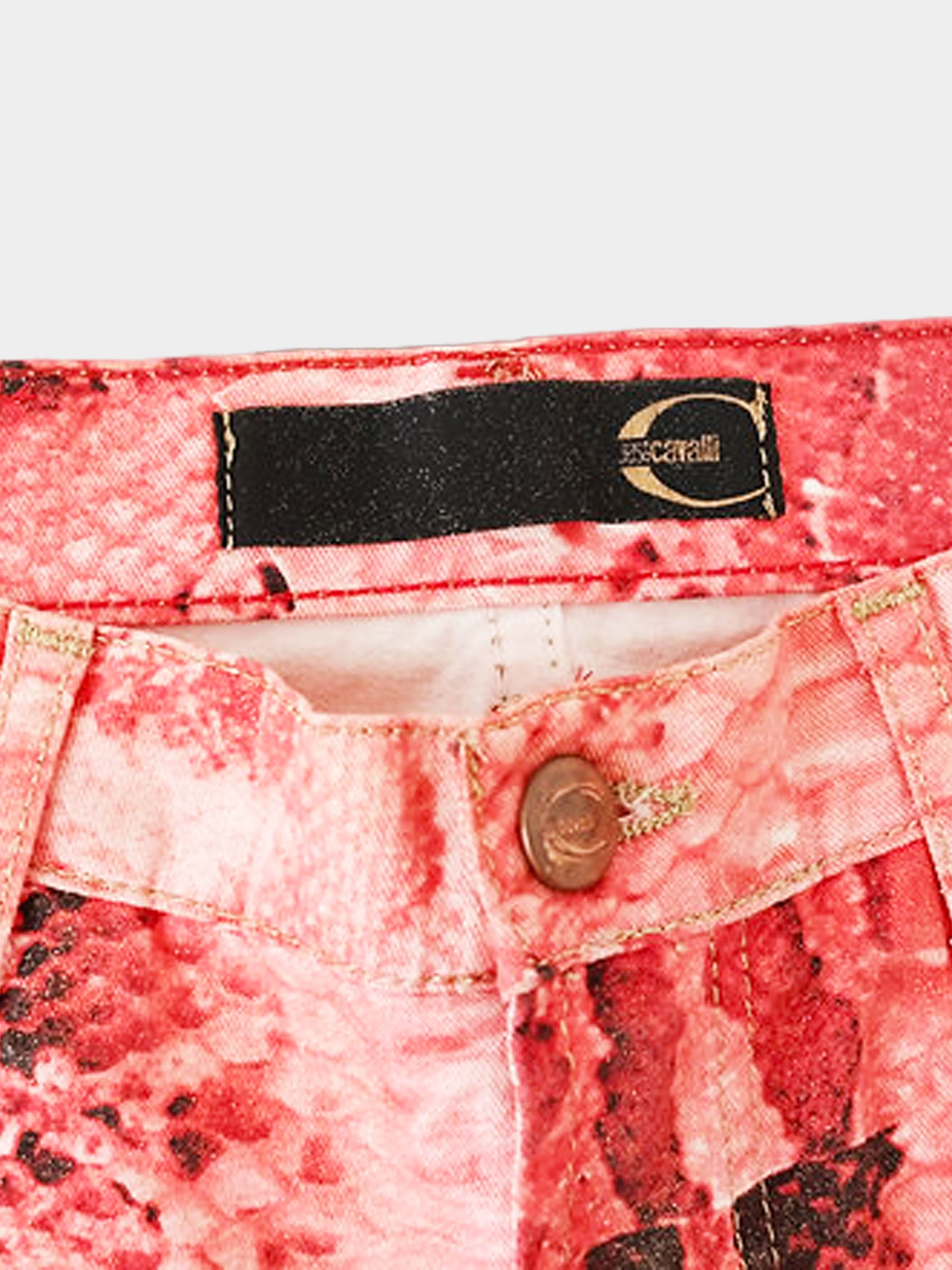 Roberto Cavalli Just Cavalli 2006 Red Python Print Pants - Image 4