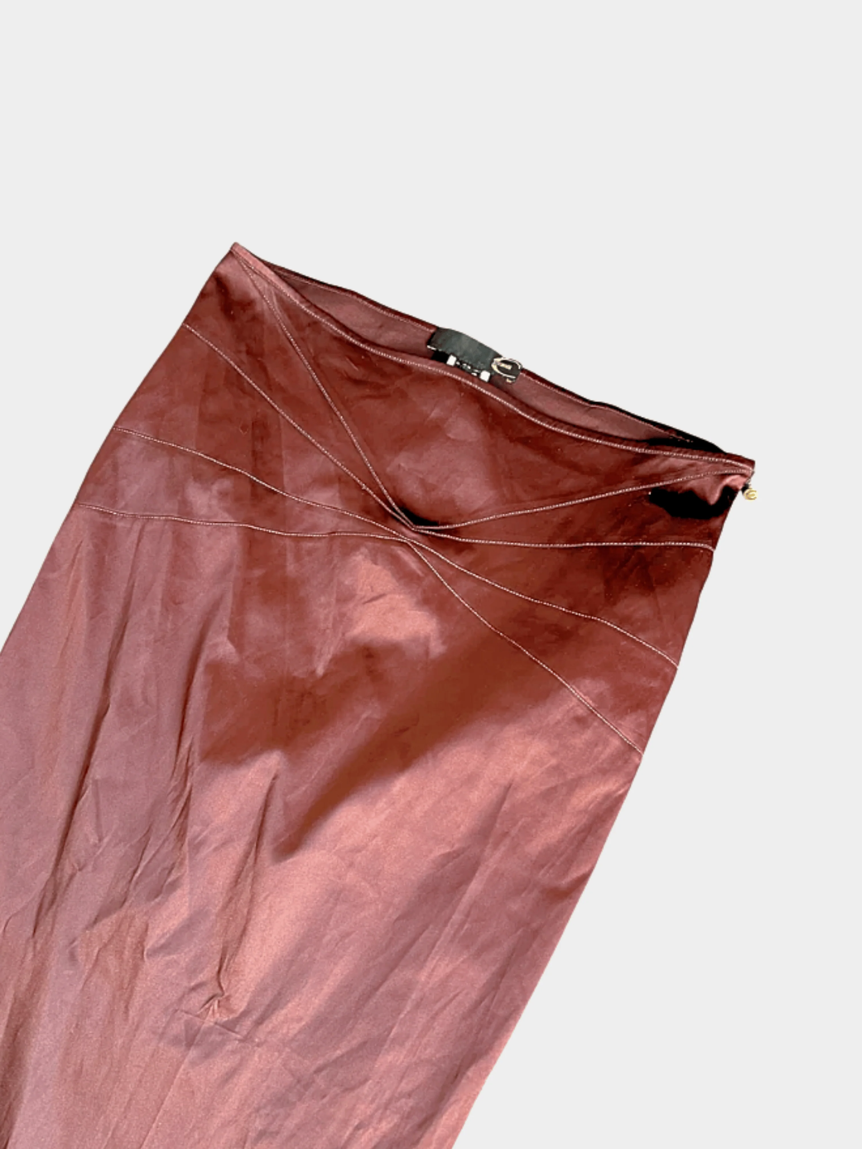 Roberto Cavalli Just Cavalli FW 2004  Burgundy Silk Maxi Ruffle Skirt - Image 4