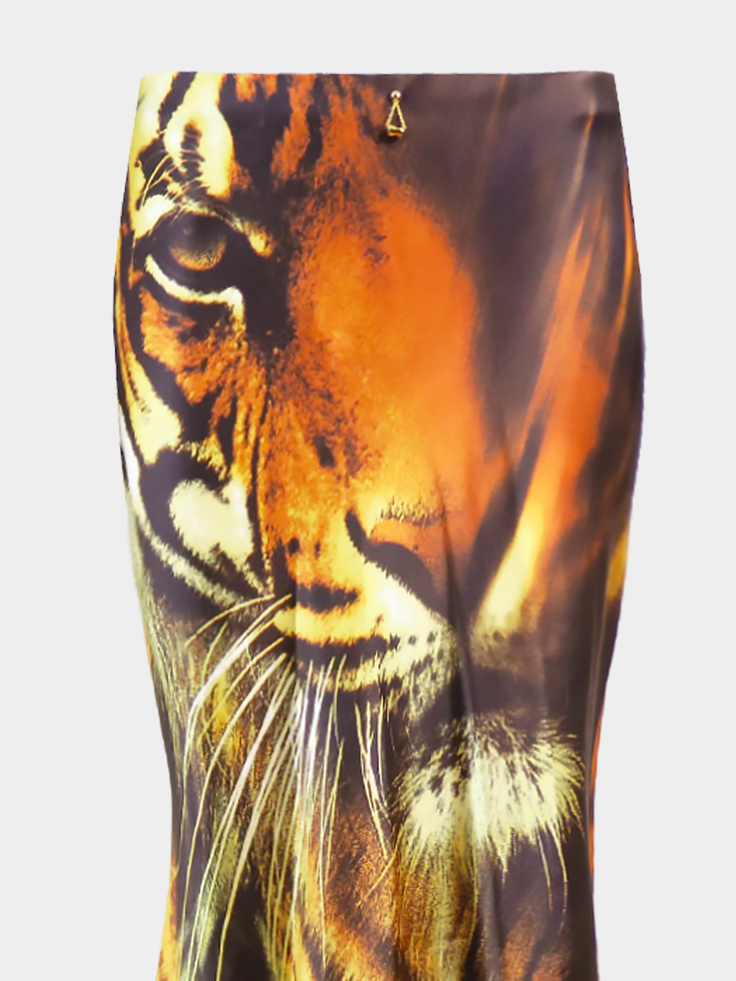 Roberto Cavalli SS 2000 Tiger Print Silk Maxi Silk Skirt - Image 2