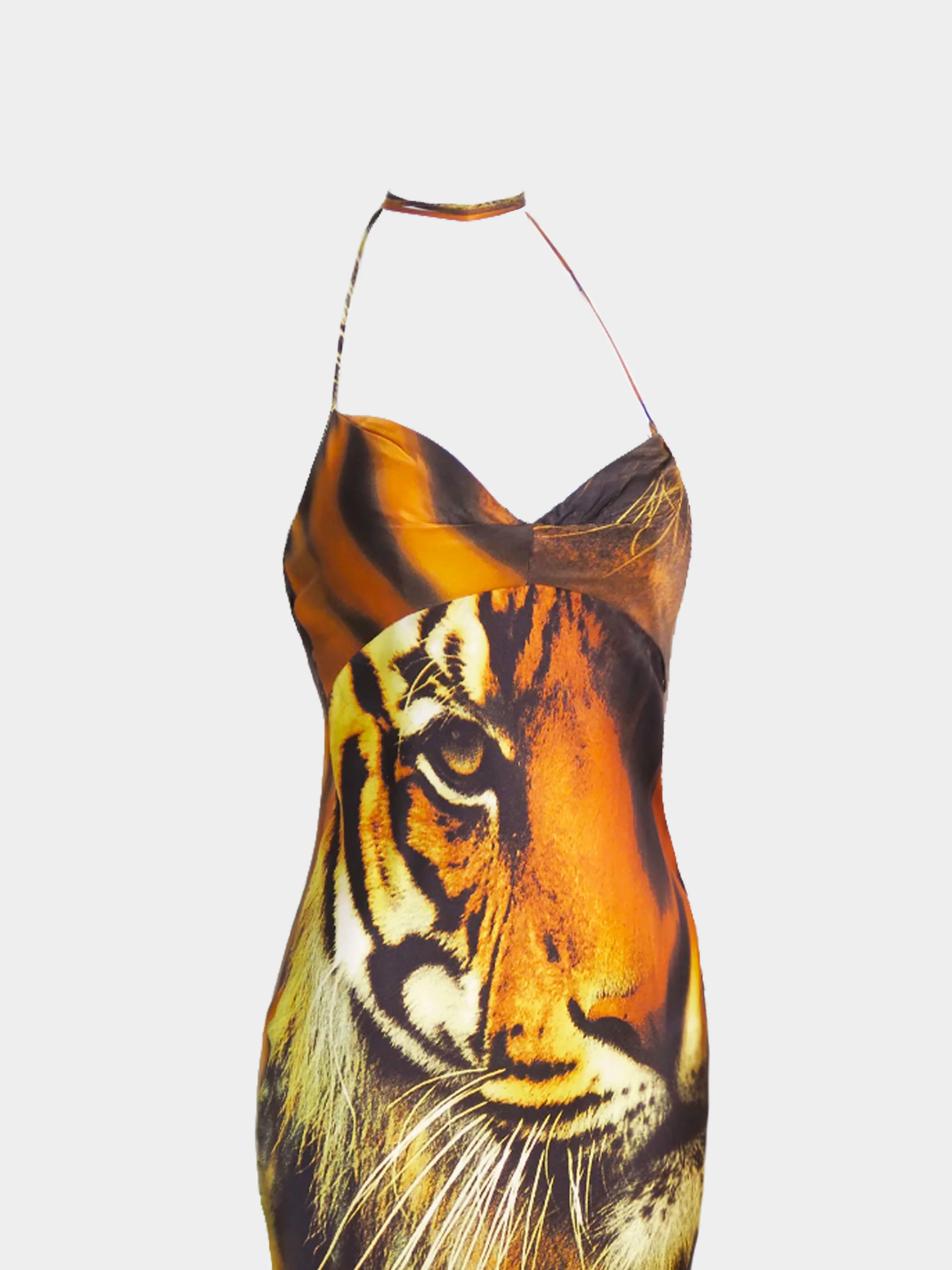 Roberto Cavalli SS 2000 Tiger Print Silk Maxi Slip Dress - Image 3