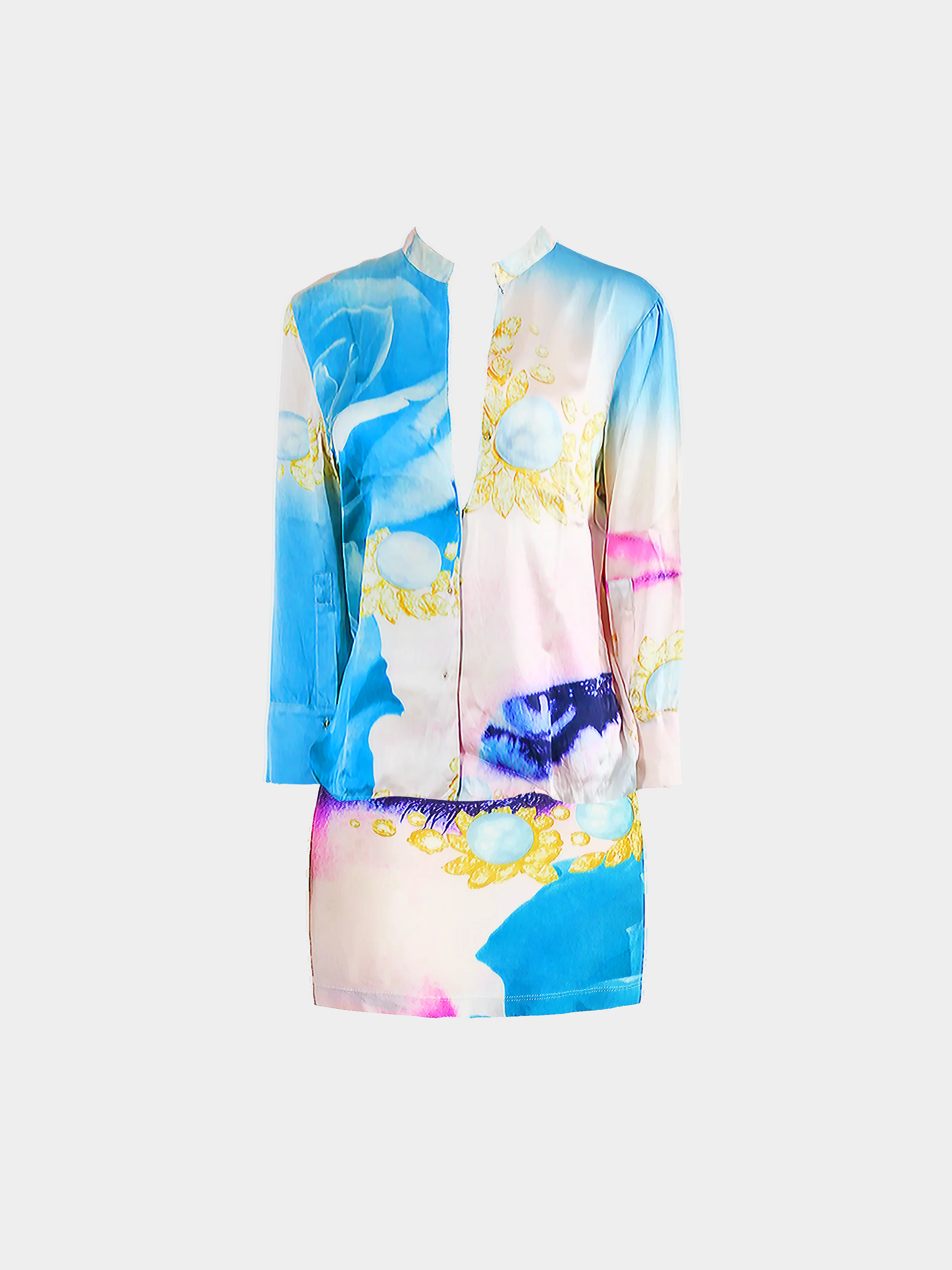 Roberto Cavalli SS 2001 Elizabeth Taylor Shirt and Pareo Skirt Set