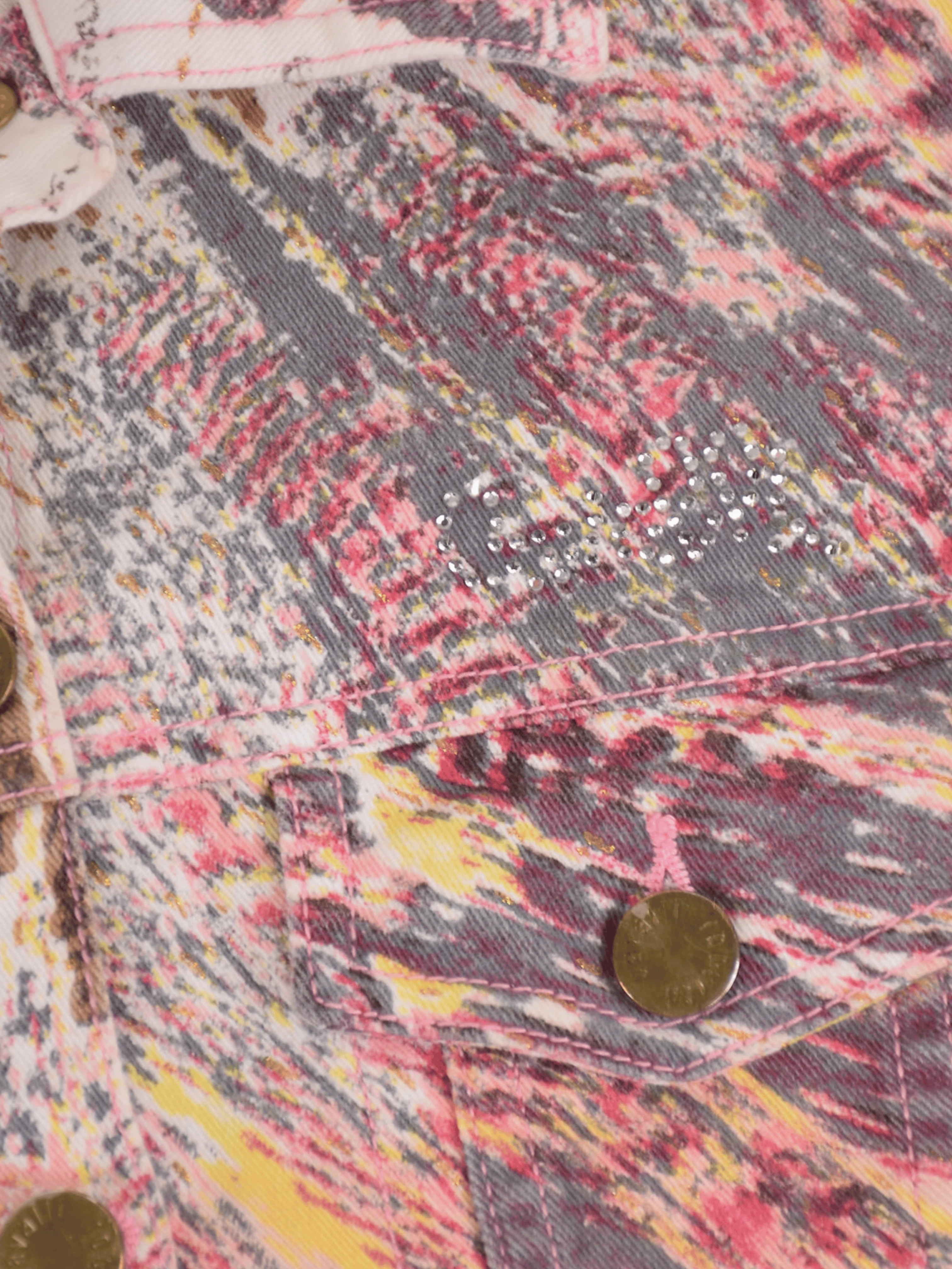 Roberto Cavalli SS 2004 Pink Graphic Printed Jacket and Jeans Set - Image 3
