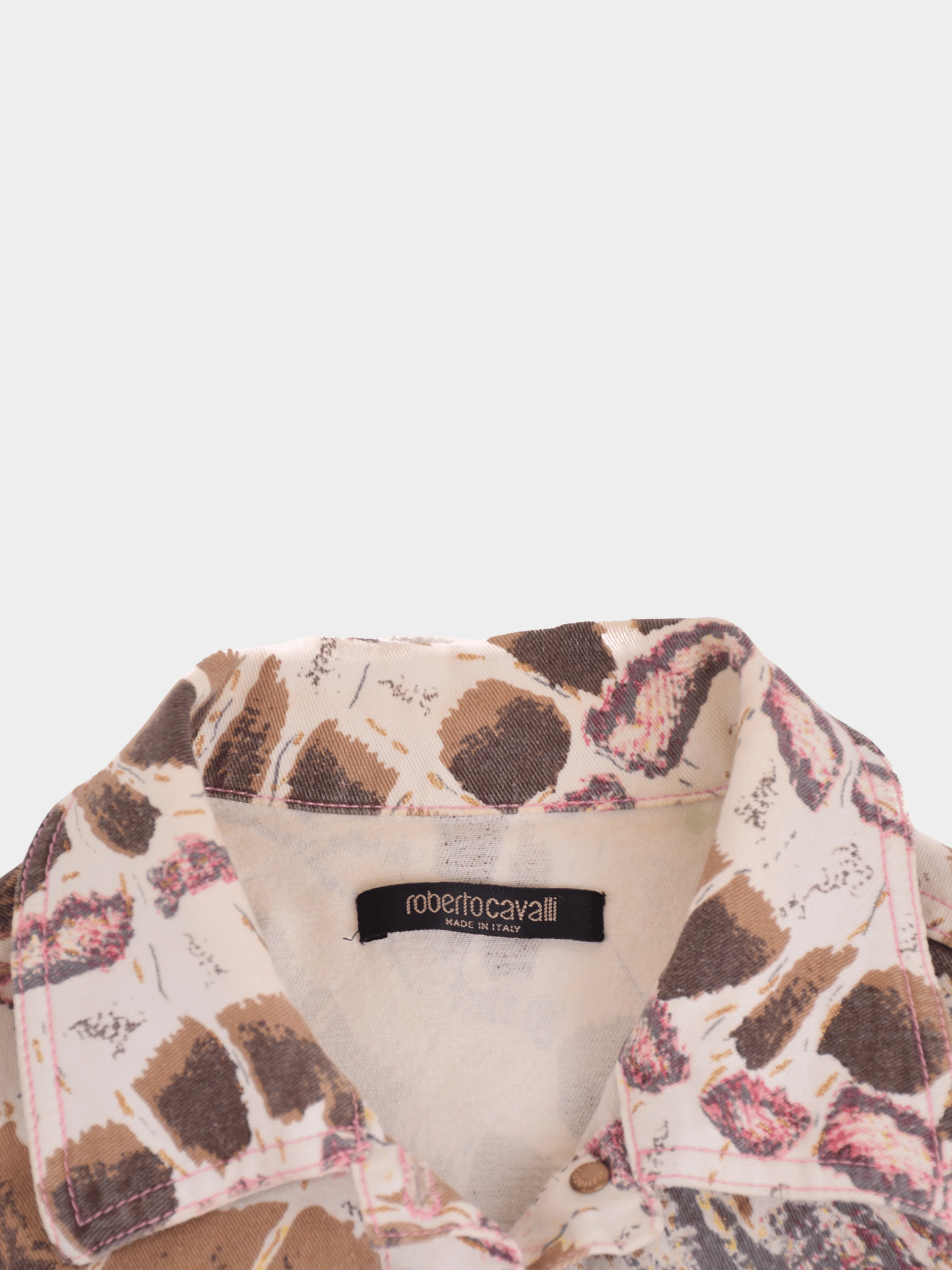 Roberto Cavalli SS 2004 Pink Graphic Printed Jacket and Jeans Set - Image 4