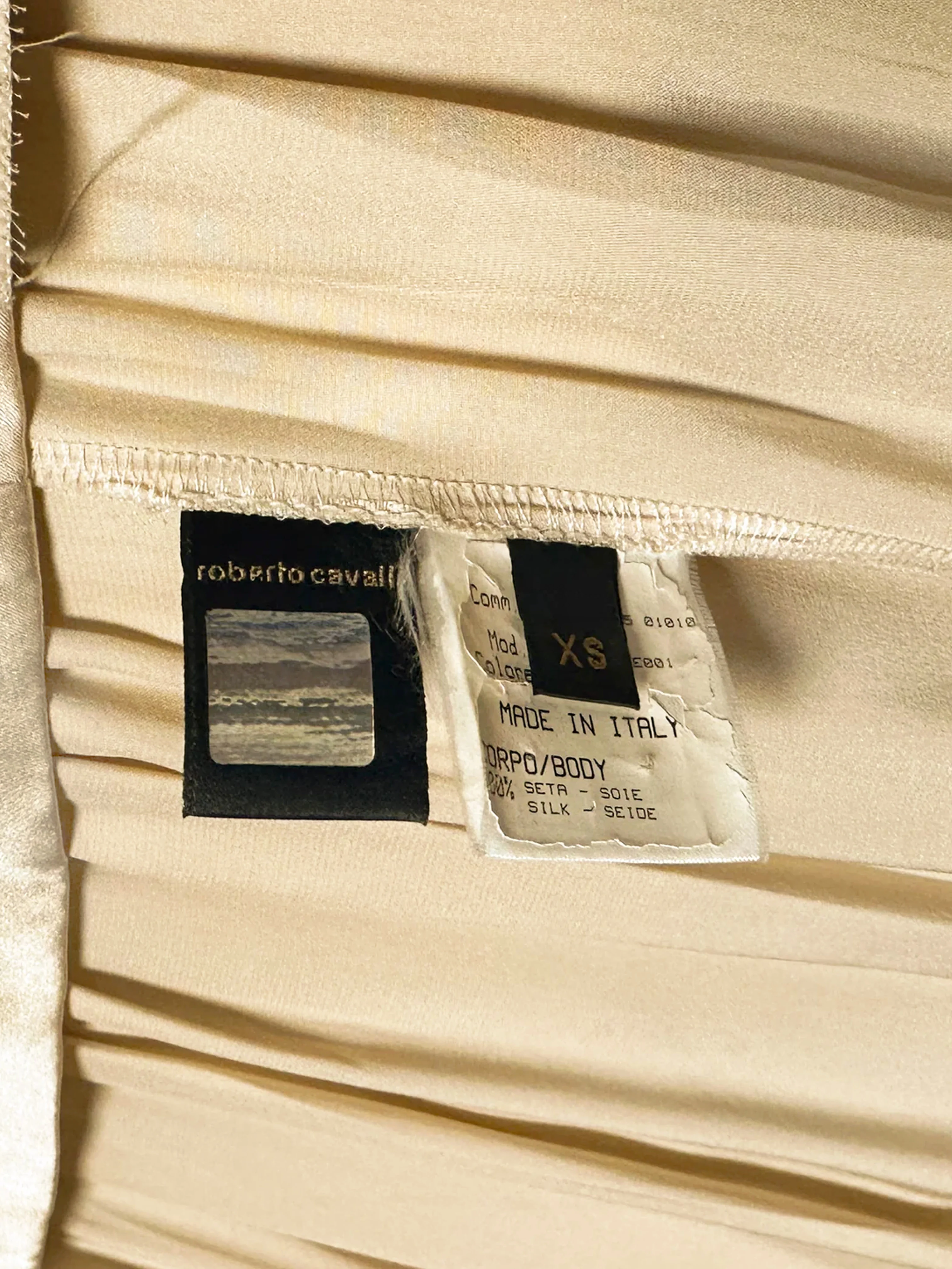 Roberto Cavalli SS 2005 Beige Silk Midi Skirt - Image 4