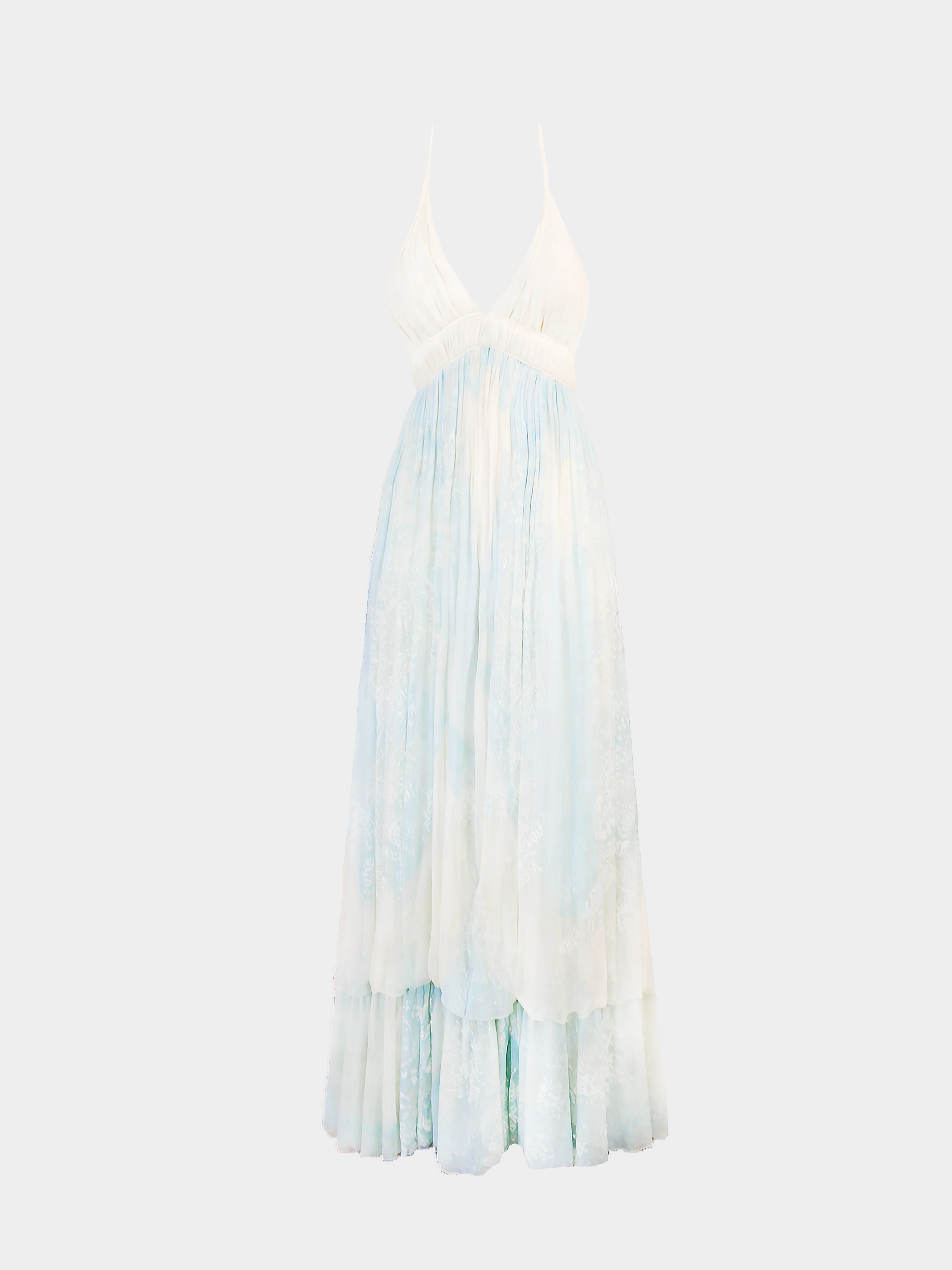 Roberto Cavalli SS 2007 Runway Blue and Cream Chiffon Dress