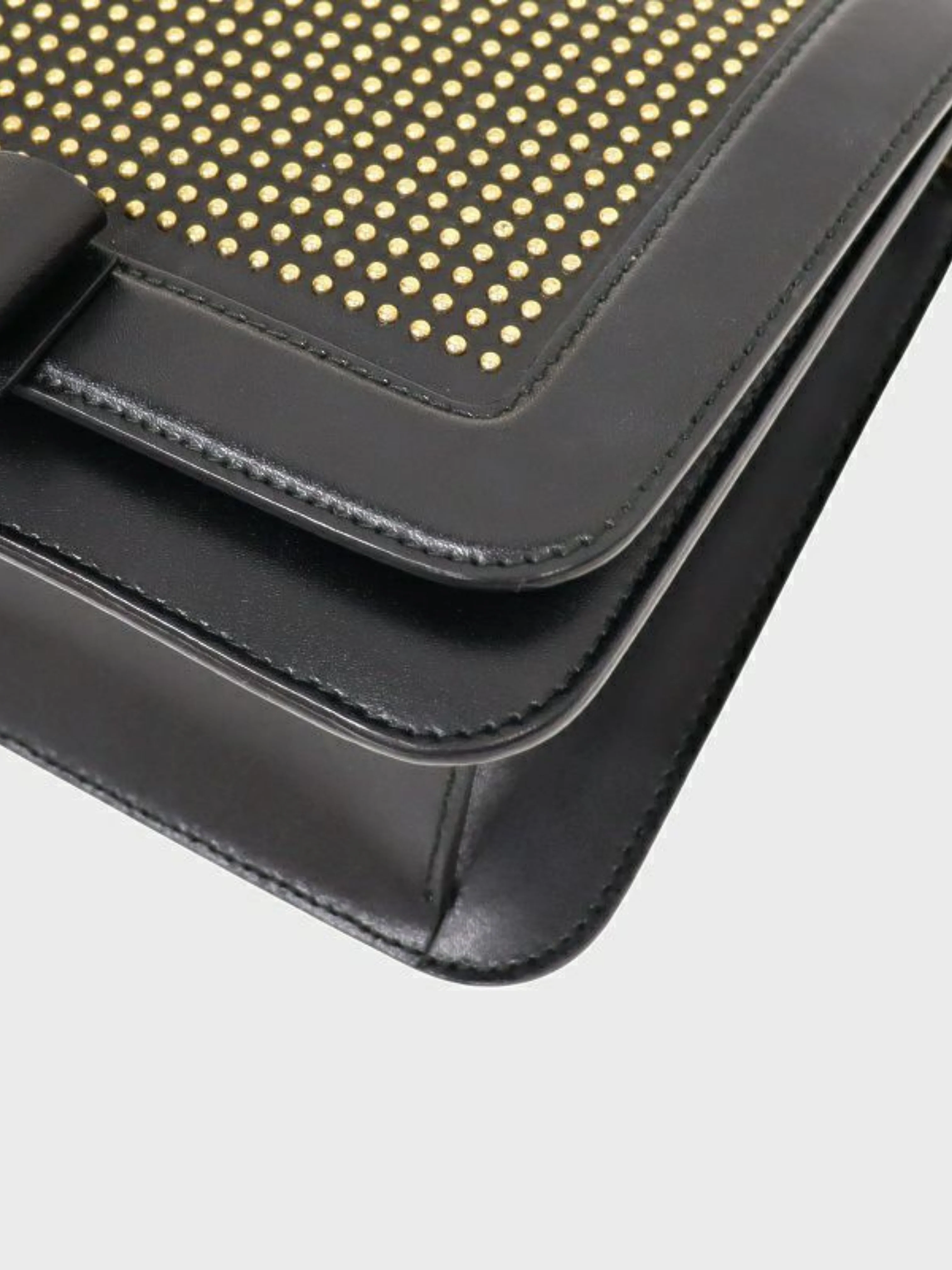 Salvatore Ferragamo 2000s Black Leather Vara Studded Chain Shoulder Bag - Image 5