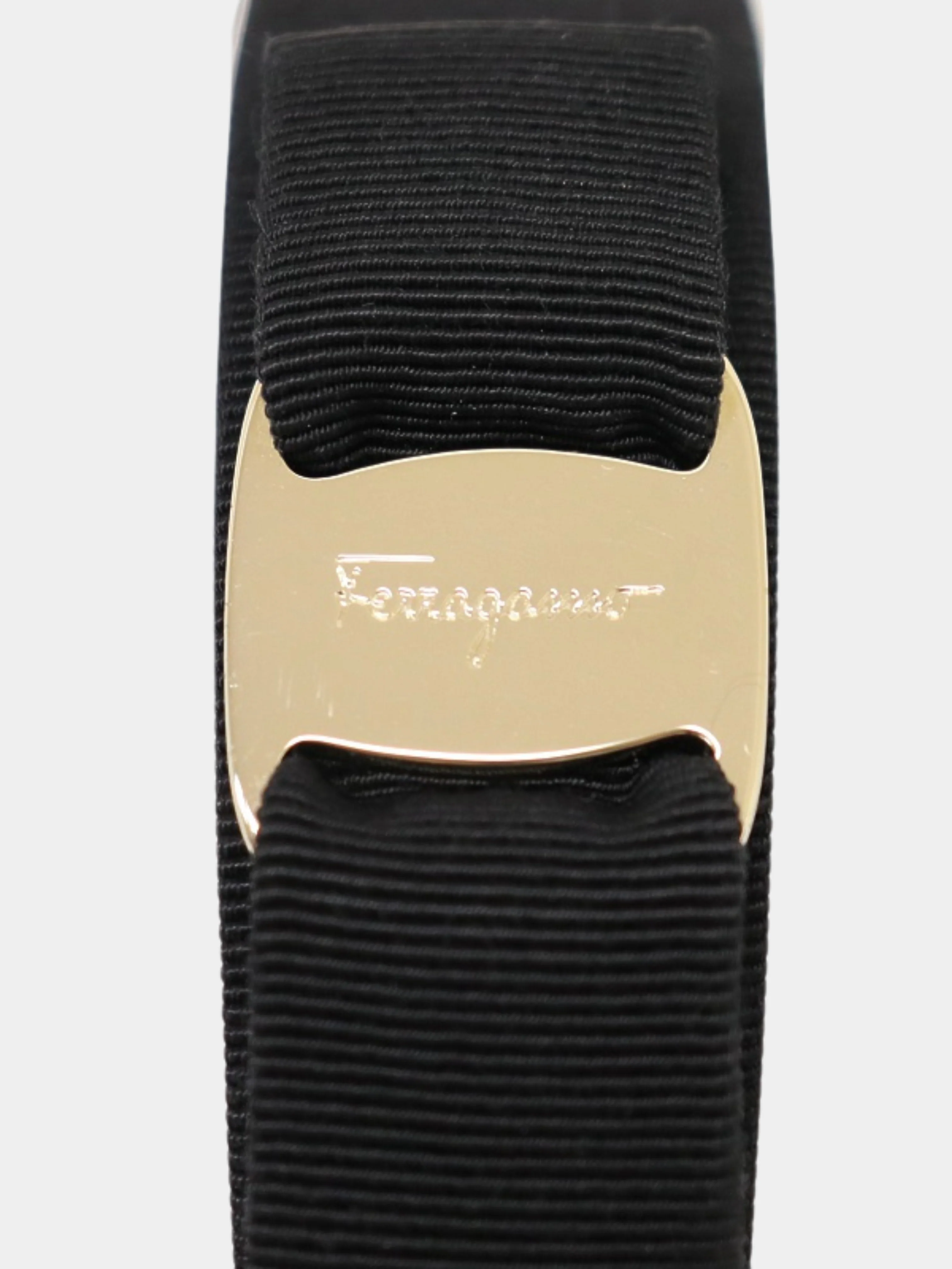 Salvatore Ferragamo 2000s Black Nylon Vara Ribbon Headband - Image 3