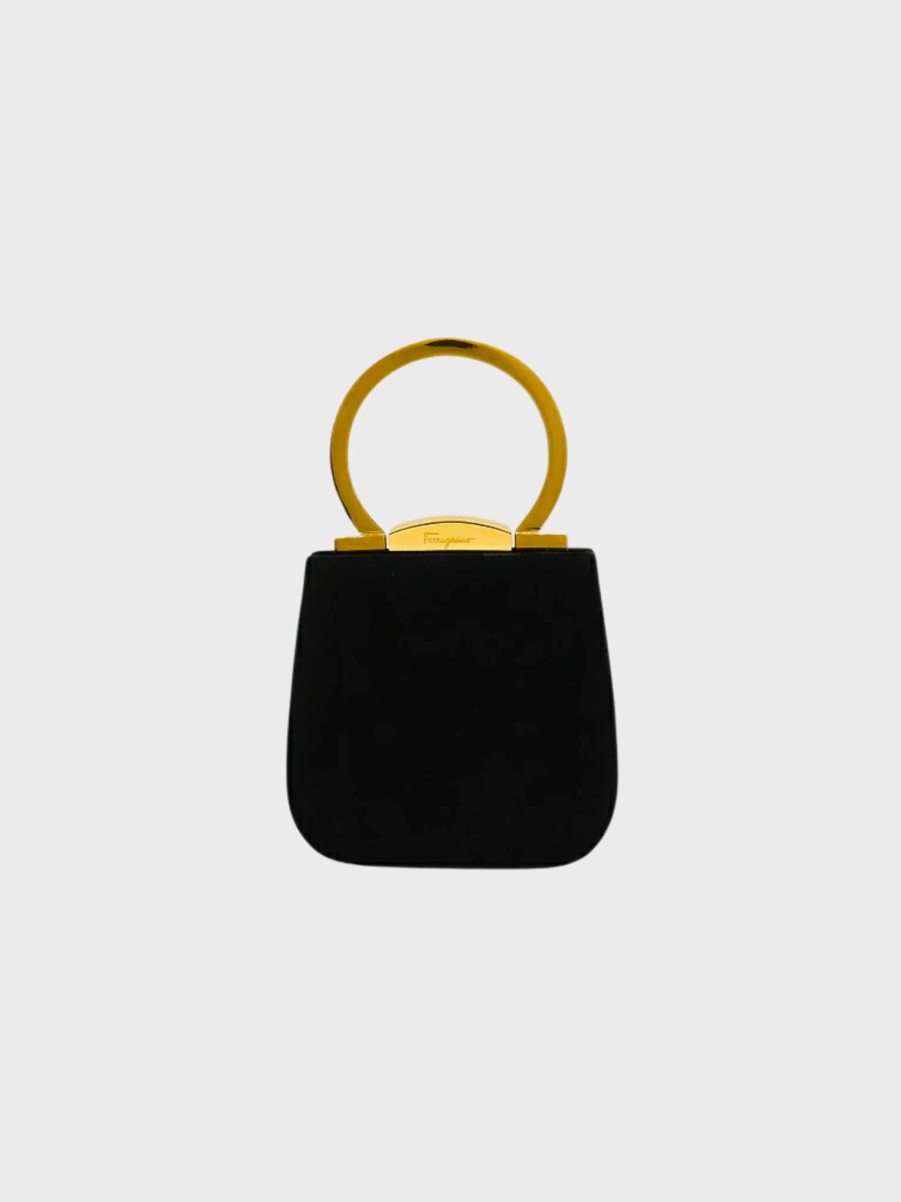 Salvatore Ferragamo 2000s Black Suede Frame Handbag