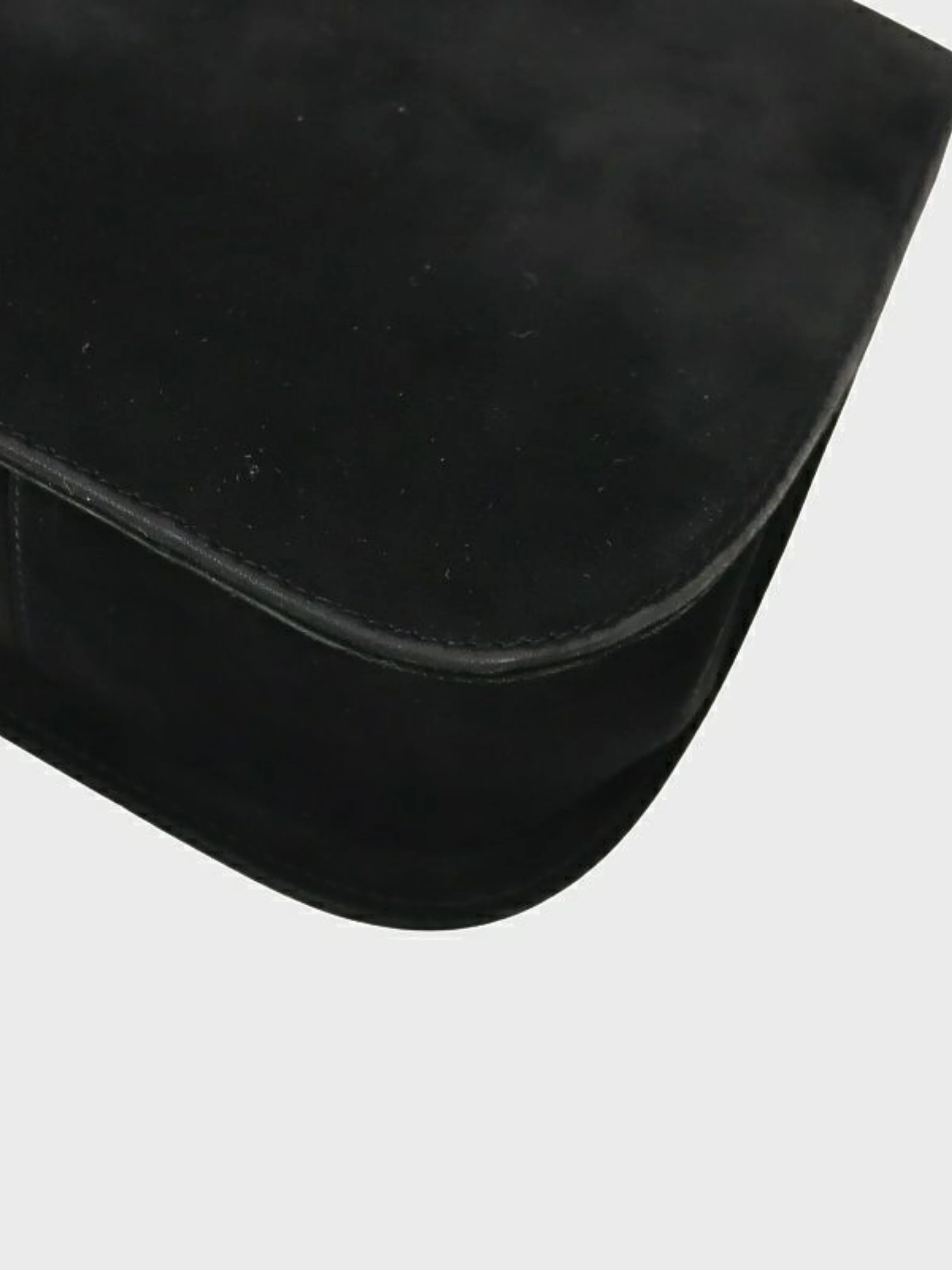Salvatore Ferragamo 2000s Black Suede Frame Handbag - Image 5