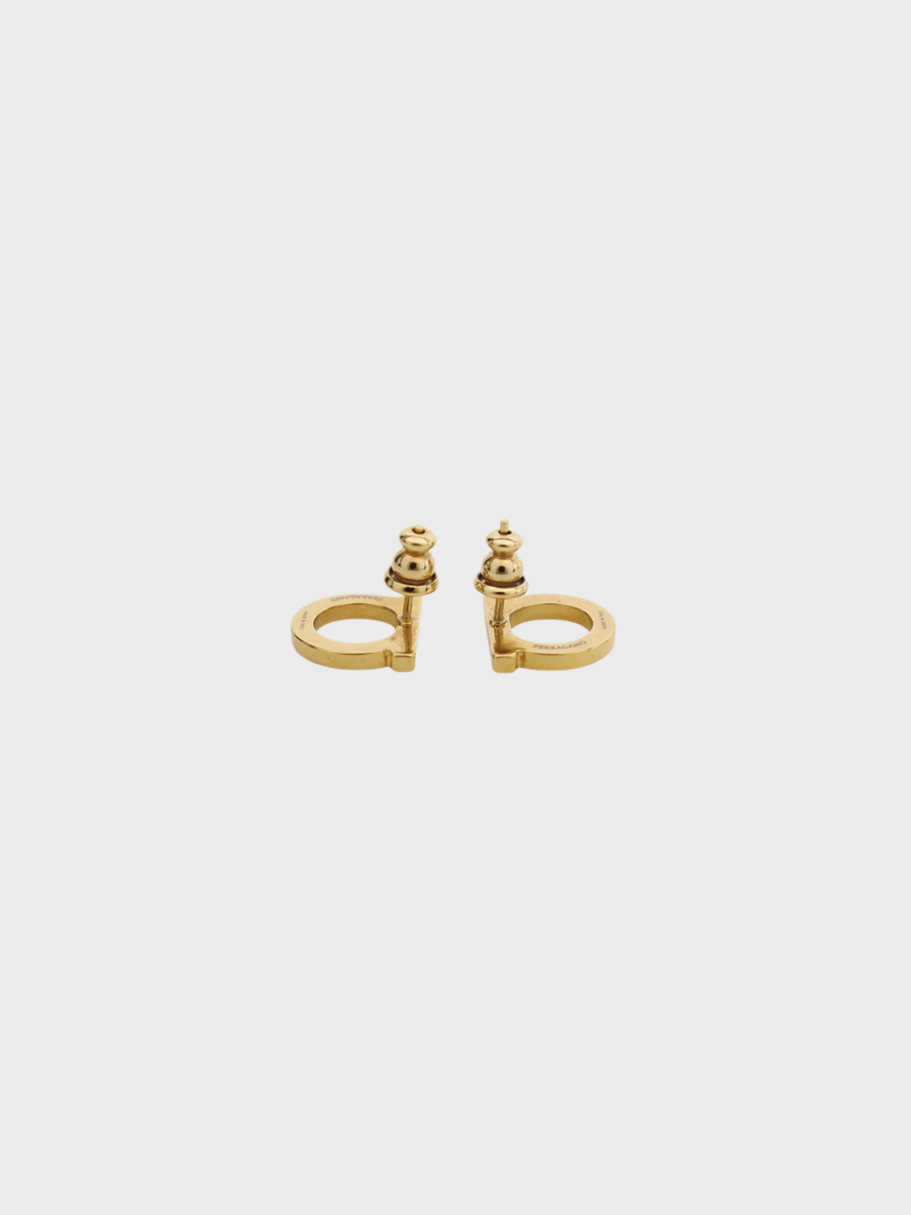 Salvatore Ferragamo 2000s Gold Plated Metal Rhinestone Gancini Earrings - Image 2