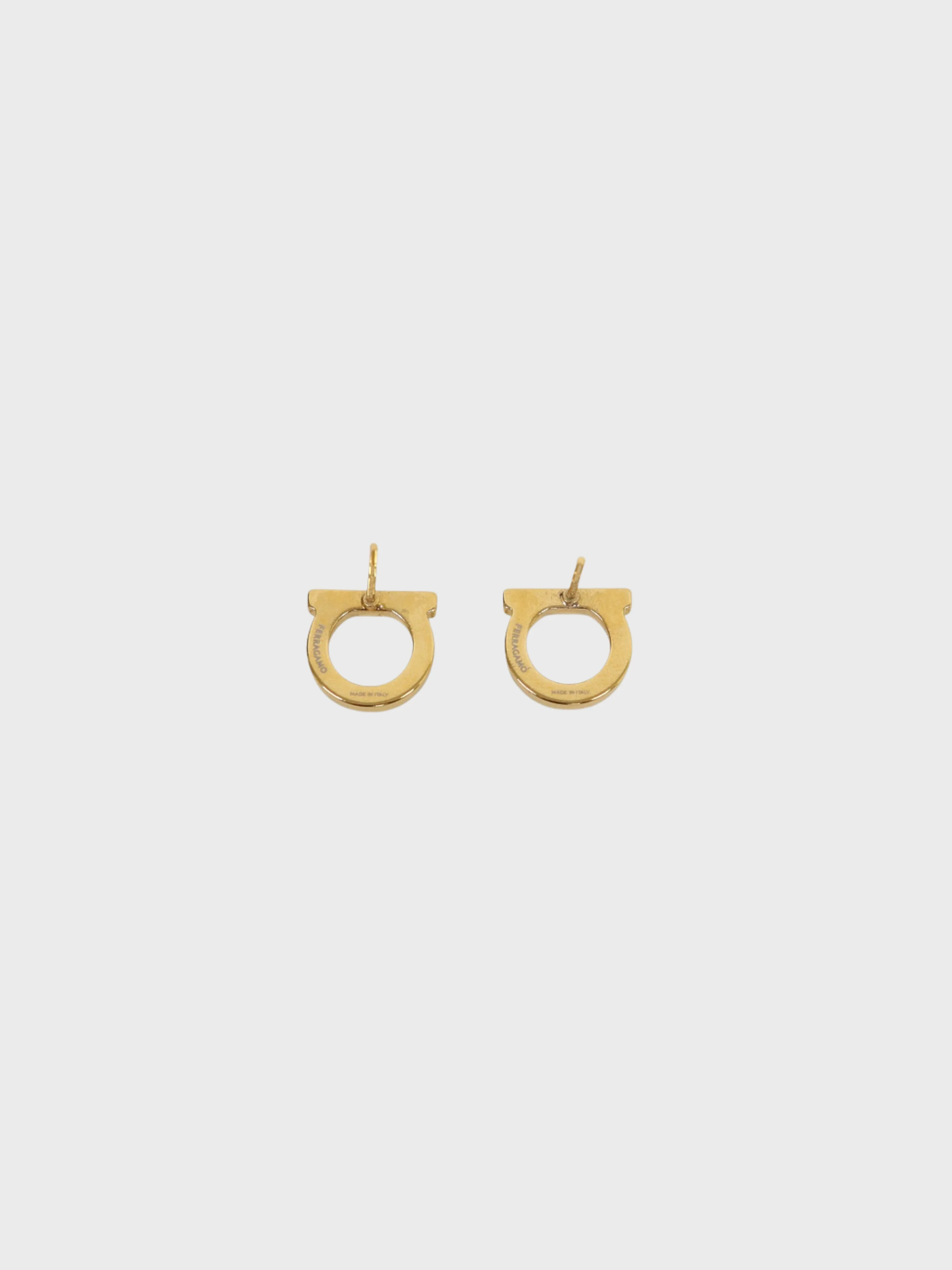 Salvatore Ferragamo 2000s Gold Plated Metal Rhinestone Gancini Earrings - Image 3