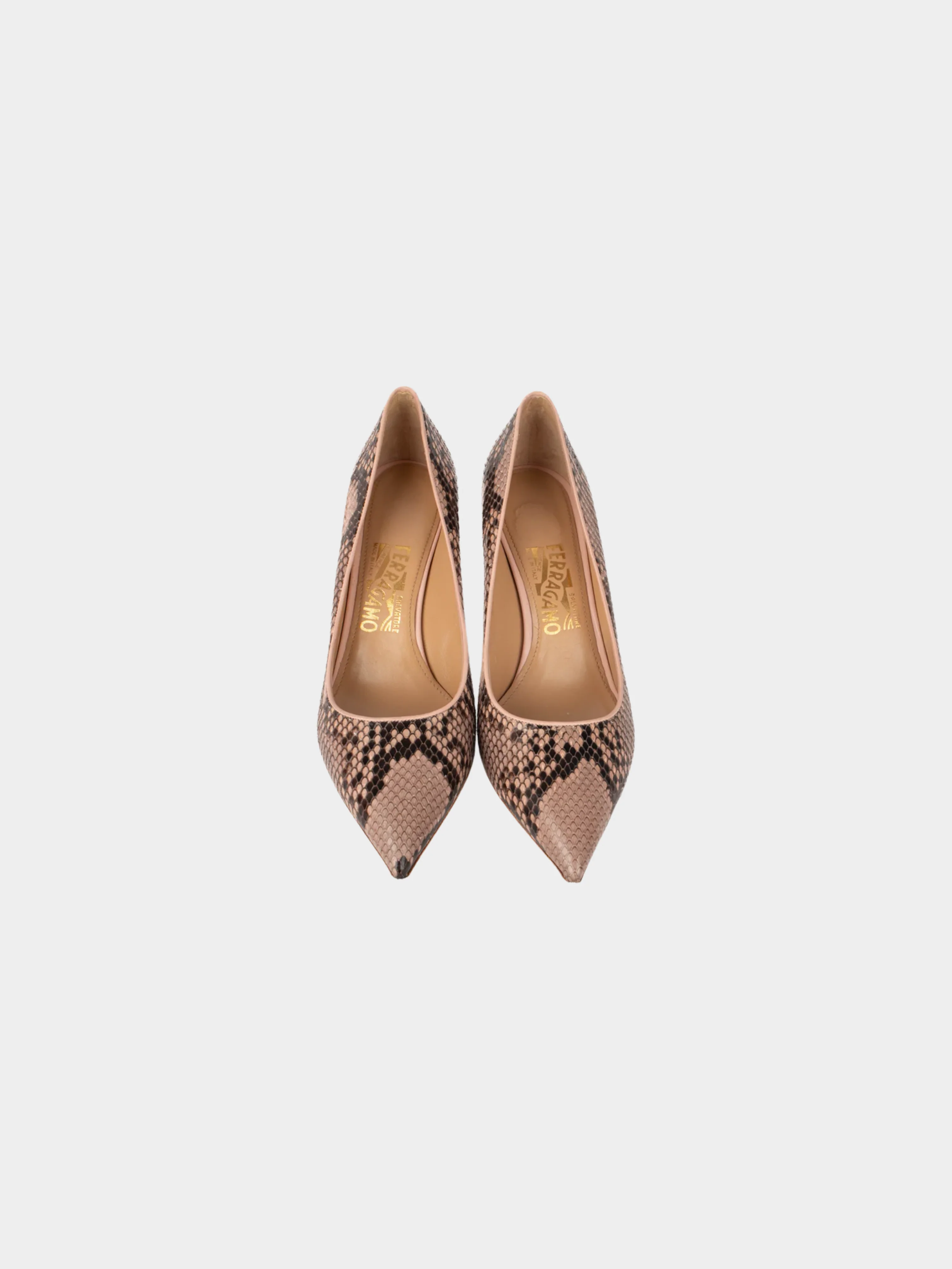 Salvatore Ferragamo 2000s Pink Python Heels - Image 2