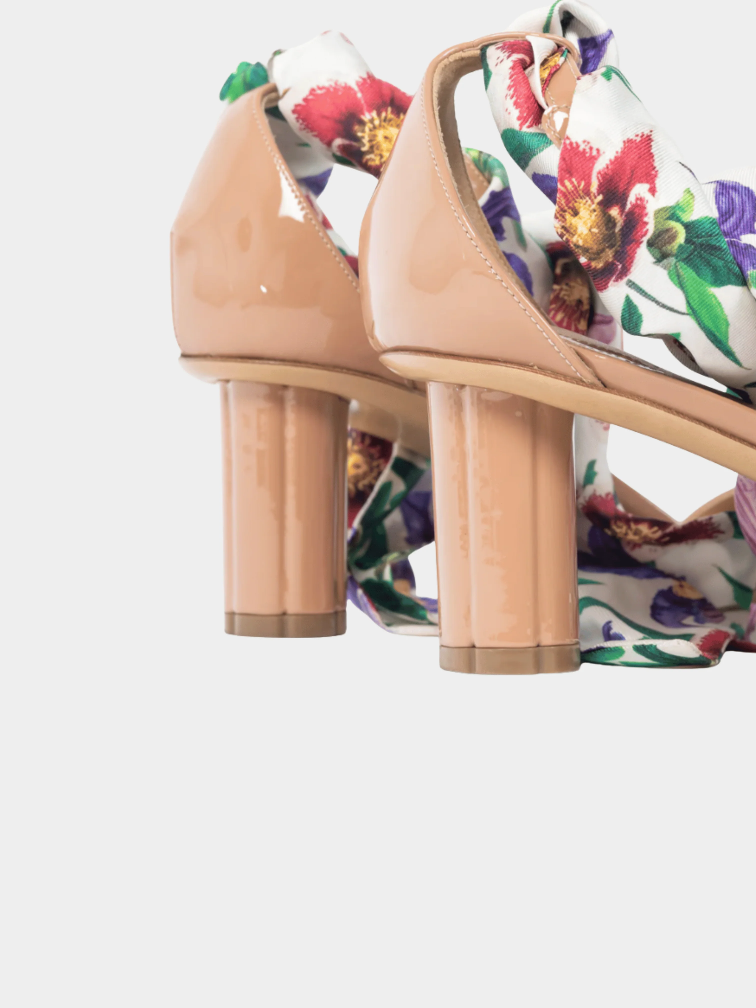 Salvatore Ferragamo SS 2018 Tursi Nude Patent Leather Floral-Tie Sandals - Image 5