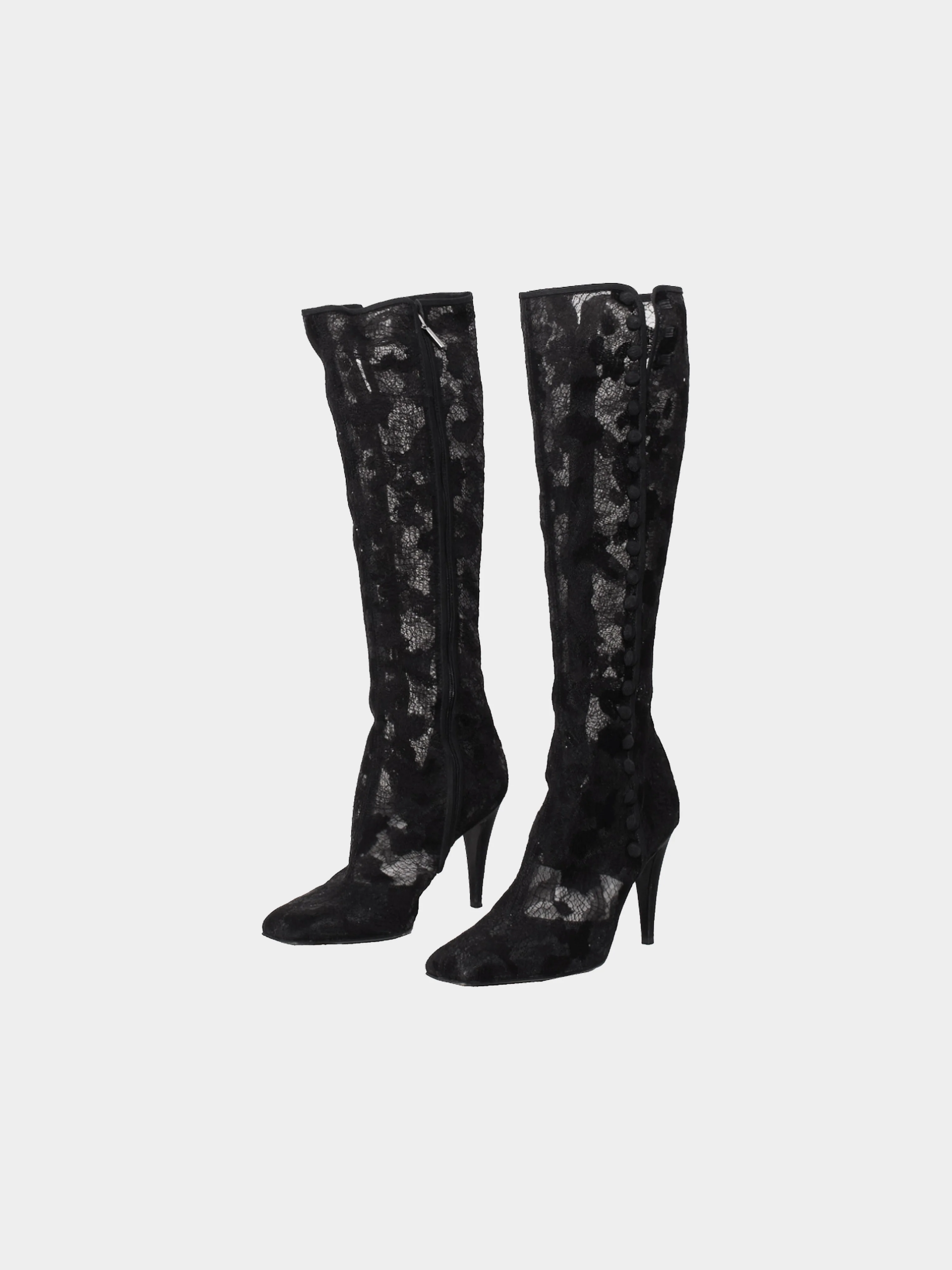 Sergio Rossi 2000s Black Lace High Boots - Image 2