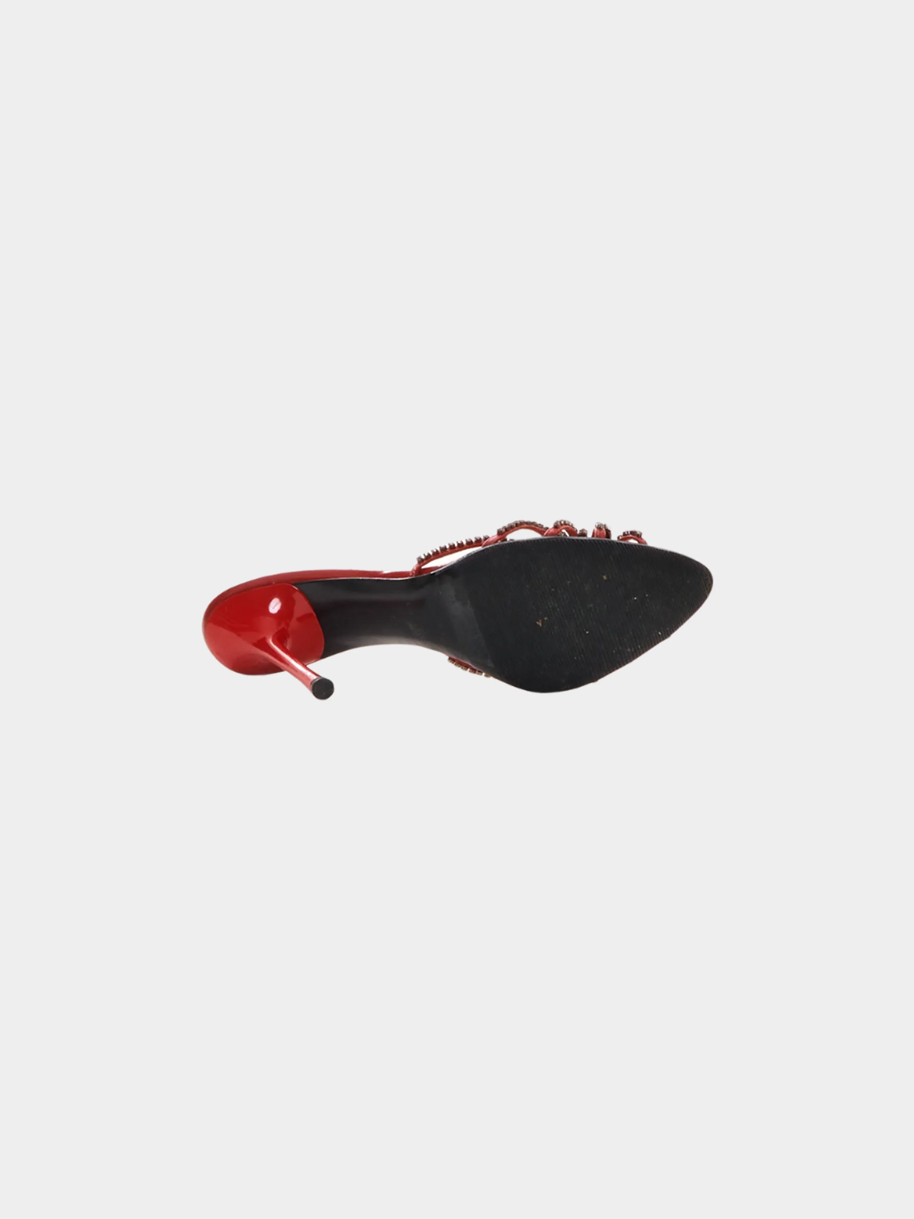 Sergio Rossi 2000s Red Crystal Embellished Mules - Image 4