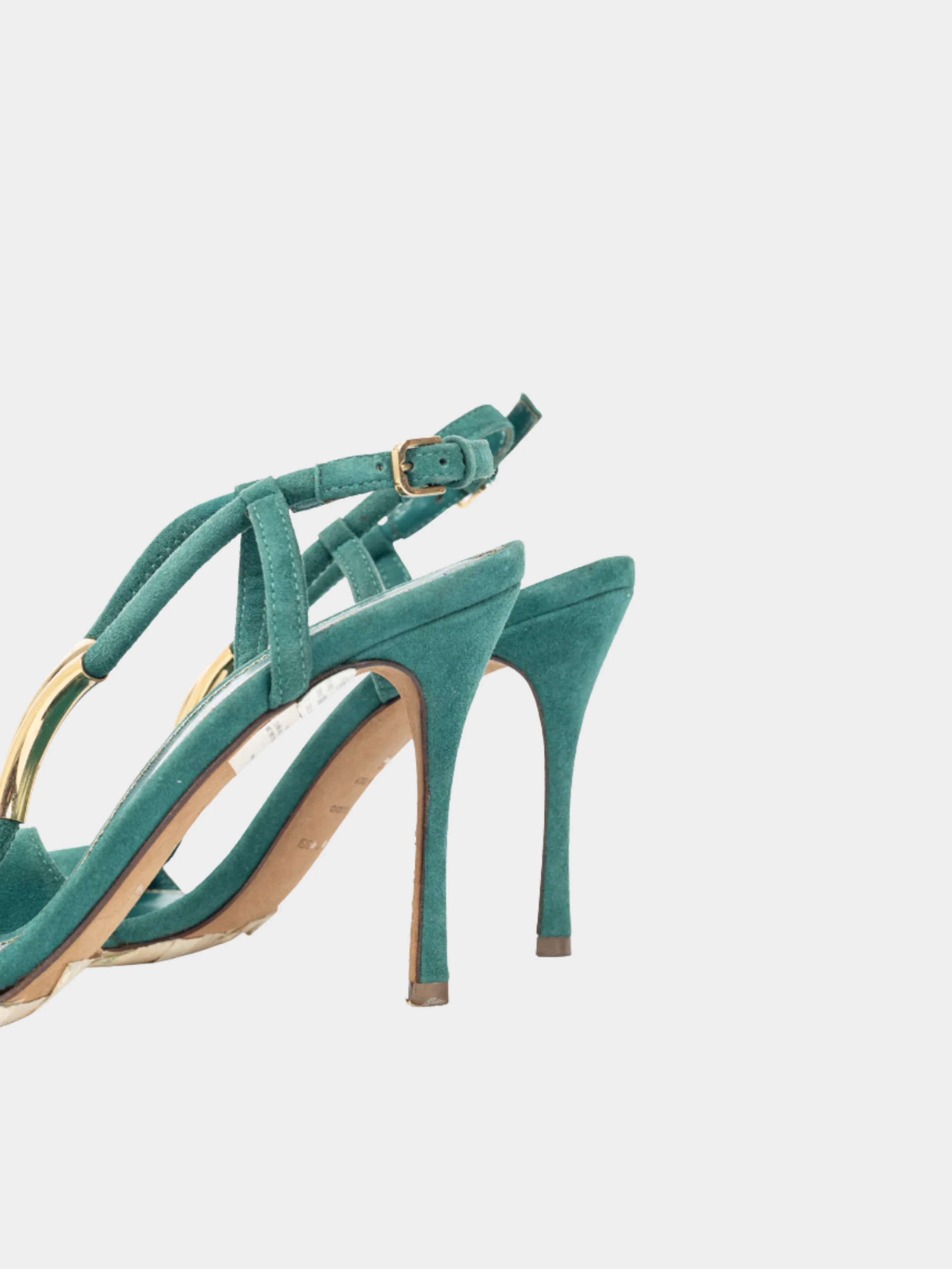 Sergio Rossi 2010s Twist Radiant Green Goat Suede Sandals - Image 4
