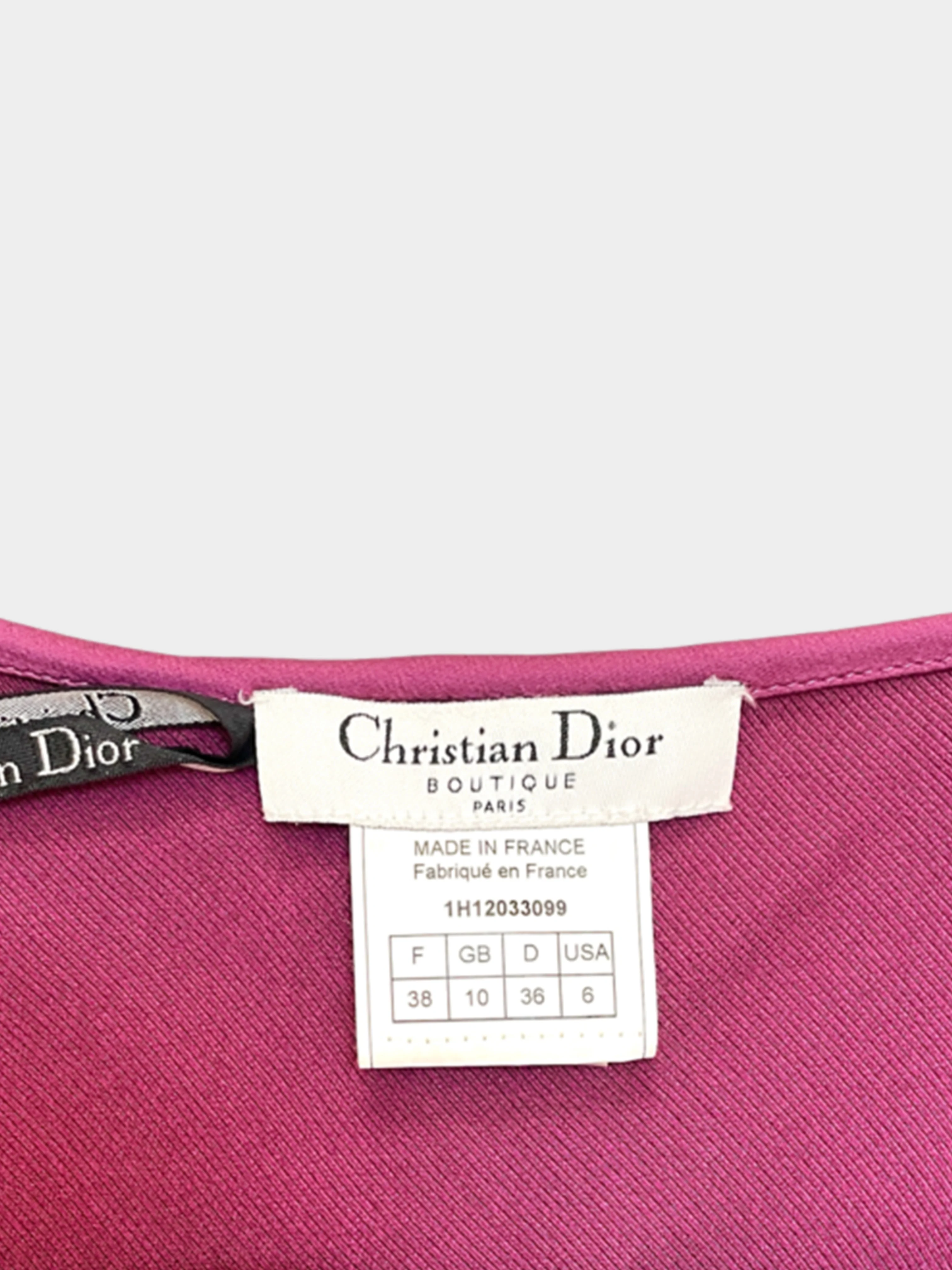 Christian Dior 2000s Pink Satin Button Down Skirt - Image 4