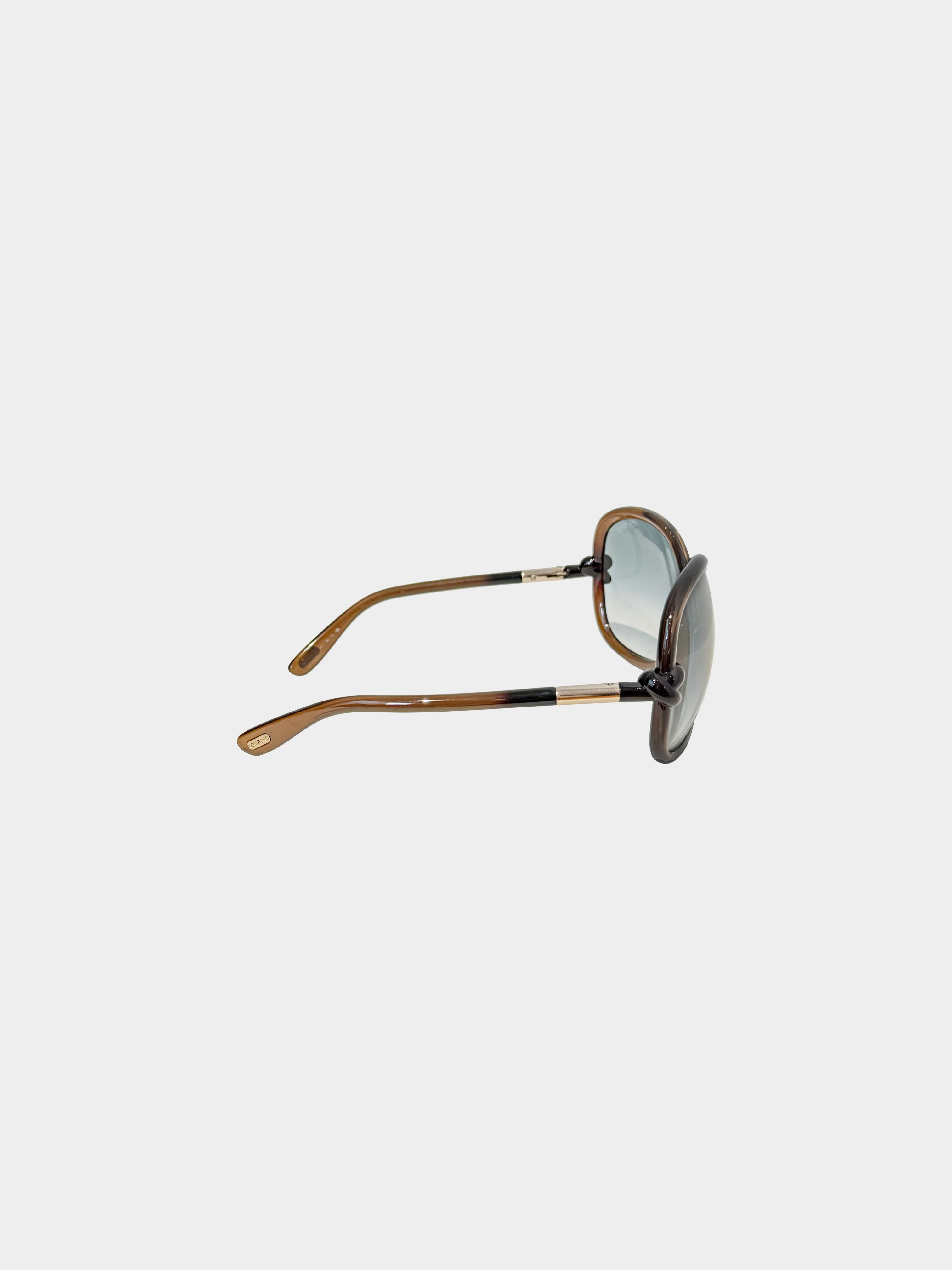 Tom Ford 2000s Dark Brown and Gradient Knotted Detail Sonja Sunglasses - Image 2