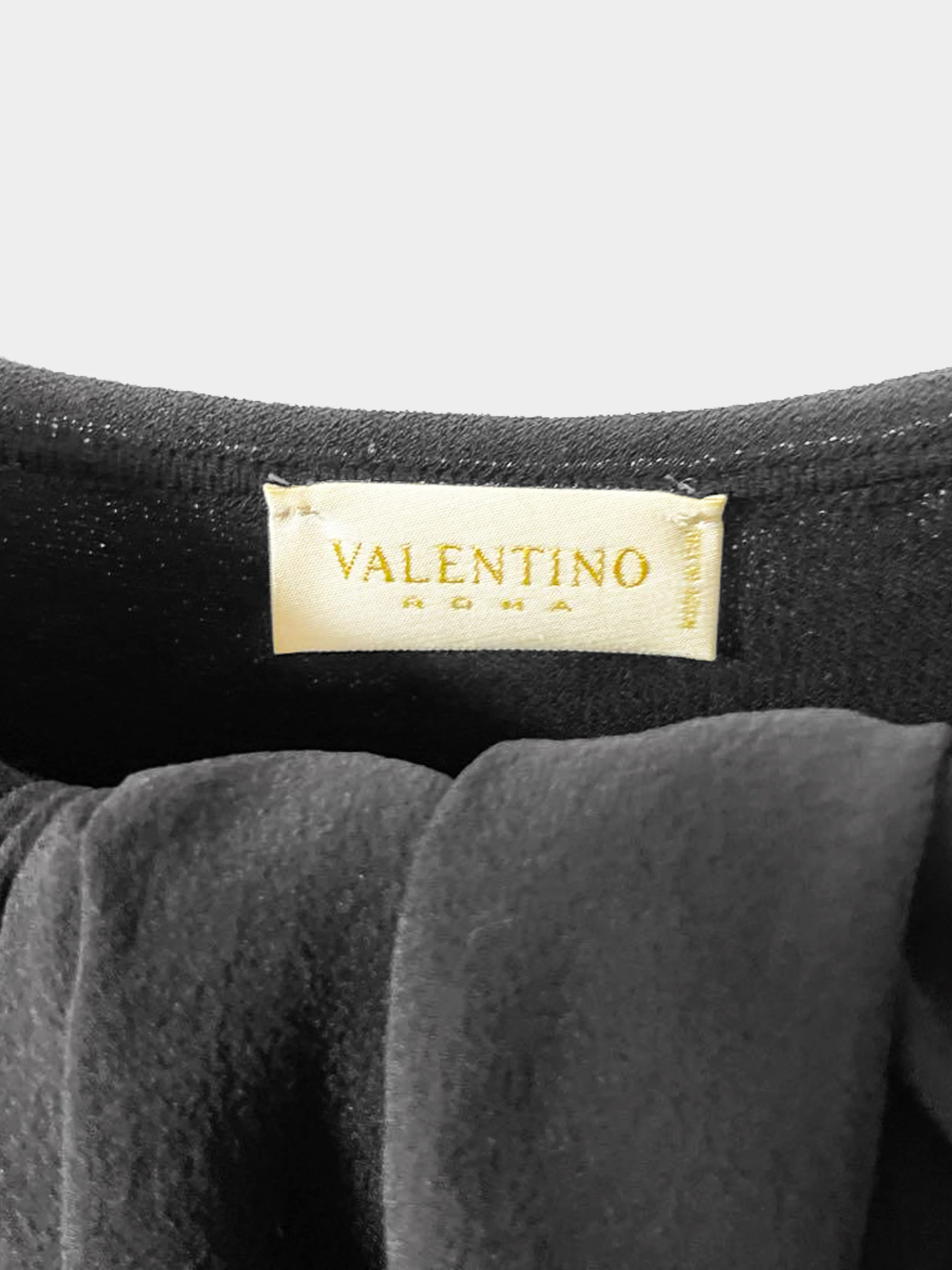 Valentino 1990s Black Viscose and Chiffon Tie Scarf Short-Sleeved Top - Image 6