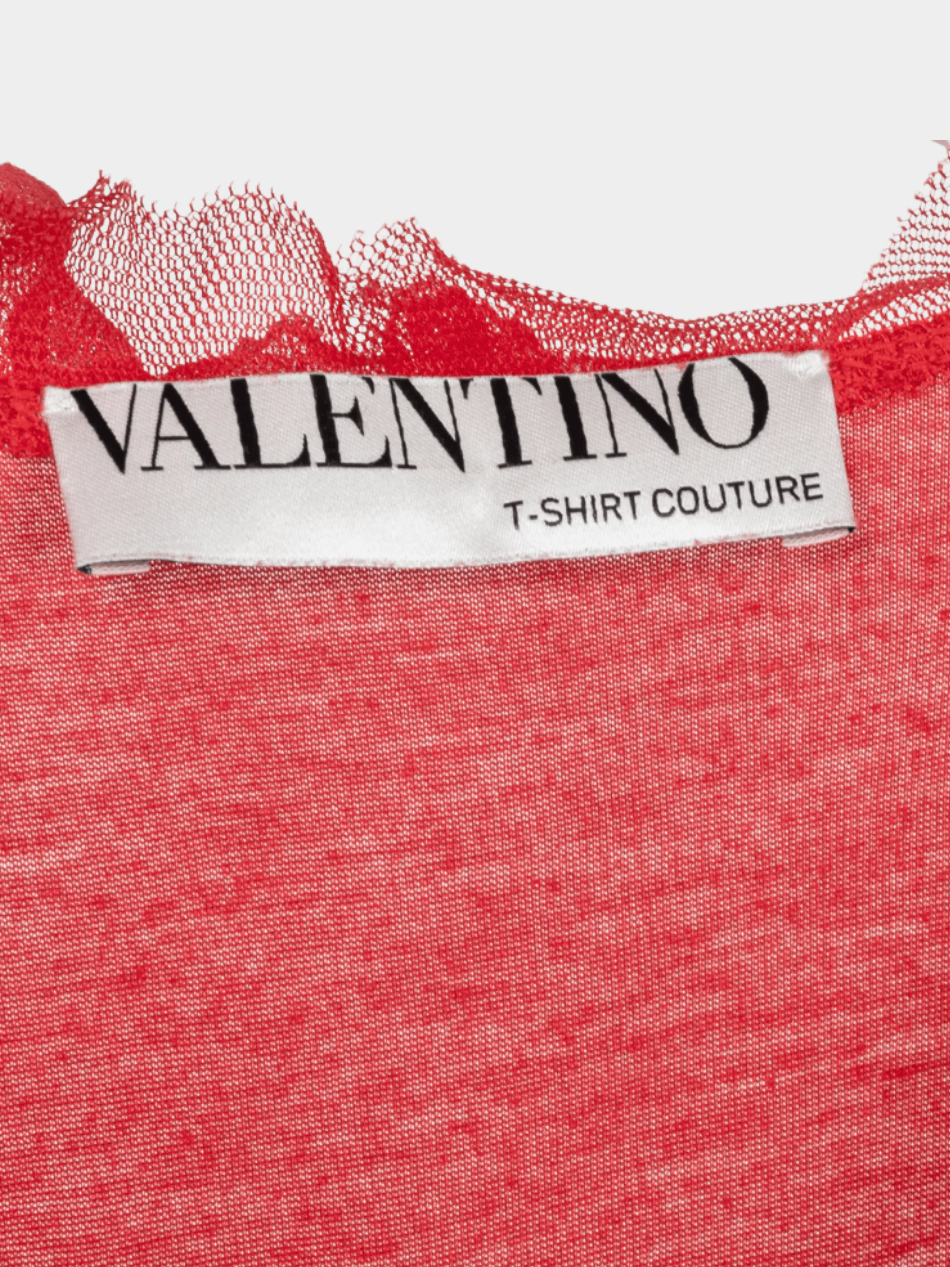 Valentino 2000s Couture Red Jersey Rosette Flutter-Sleeve T-Shirt - Image 4