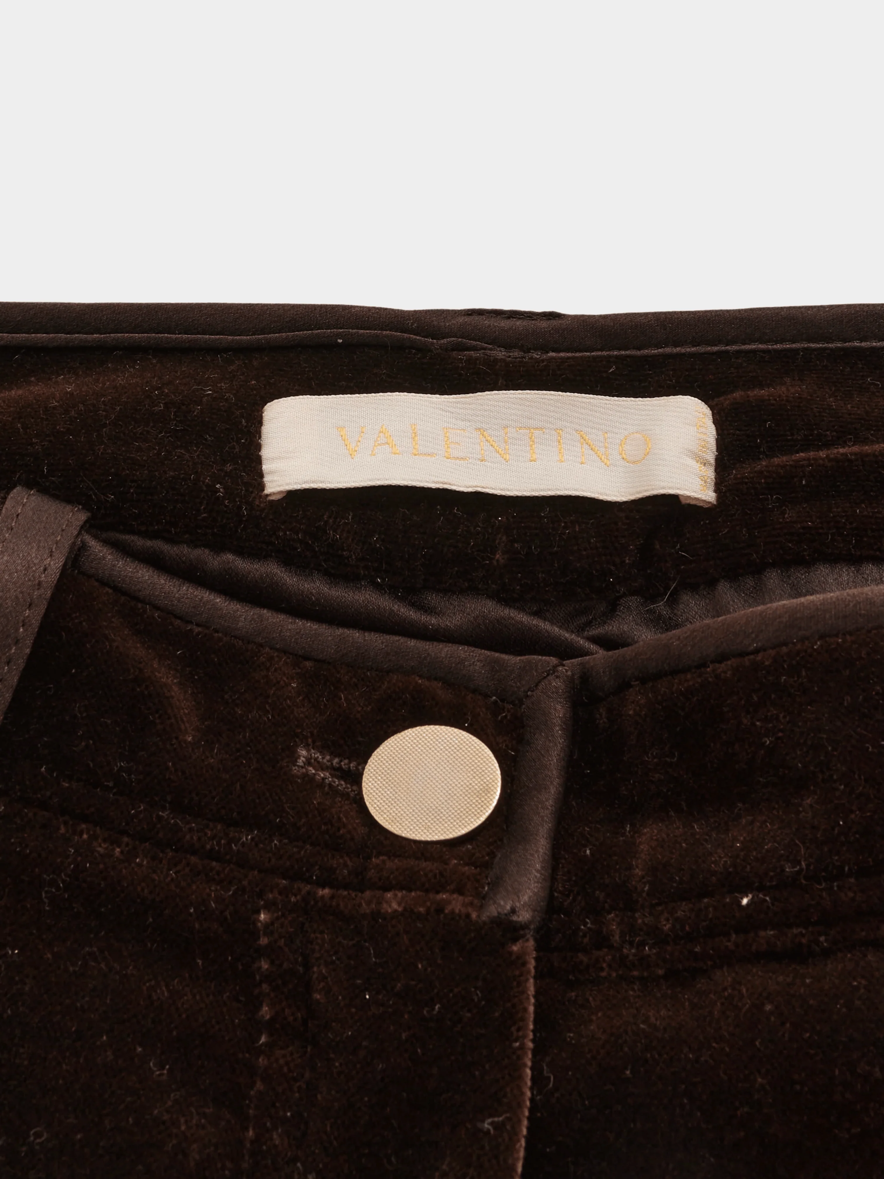 Valentino 2000s Cream Silk Top and Velvet Brown Trousers Set - Image 4