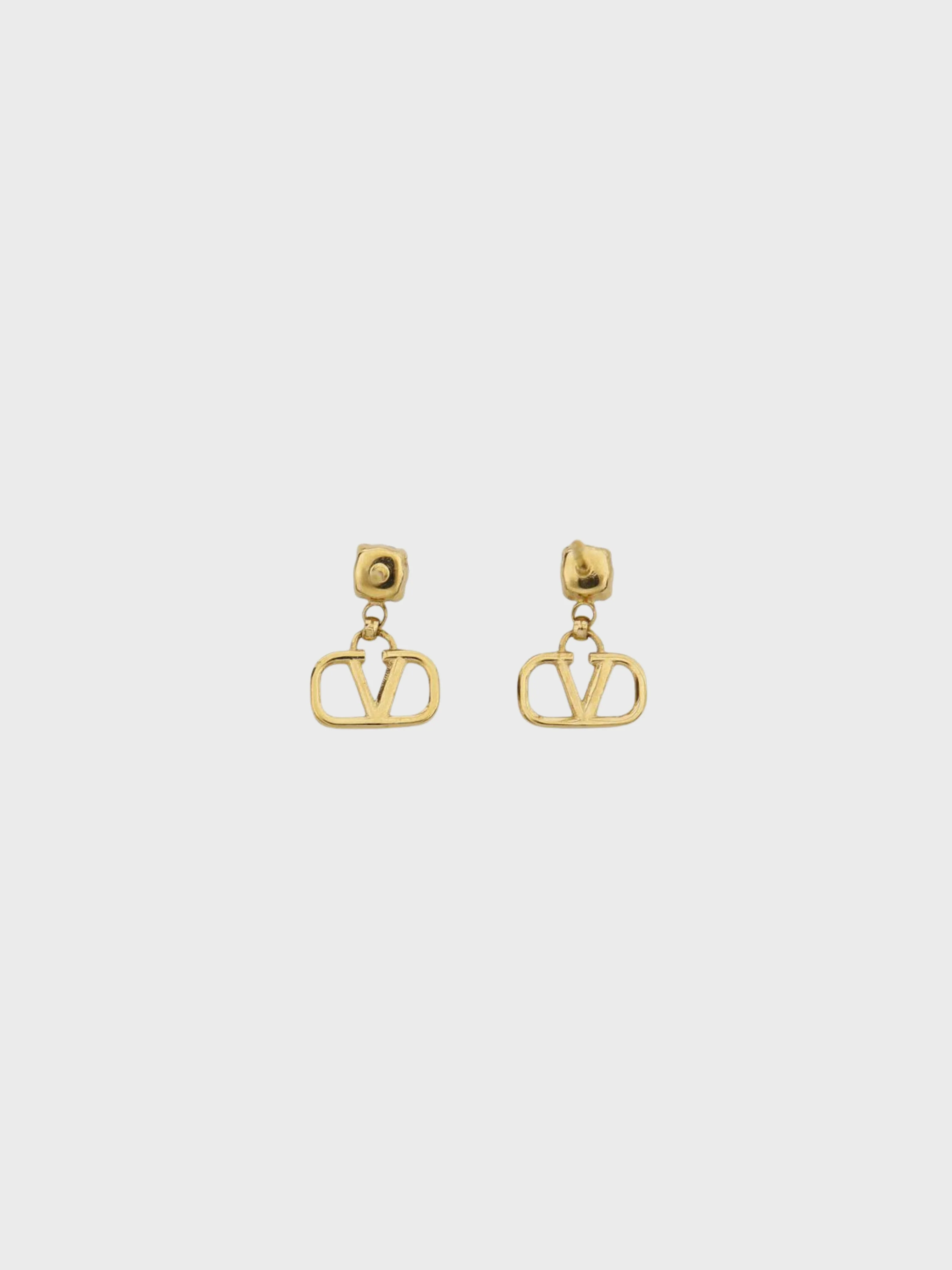 Valentino 2000s Gold V Logo Rhinestone Earrings - Image 2