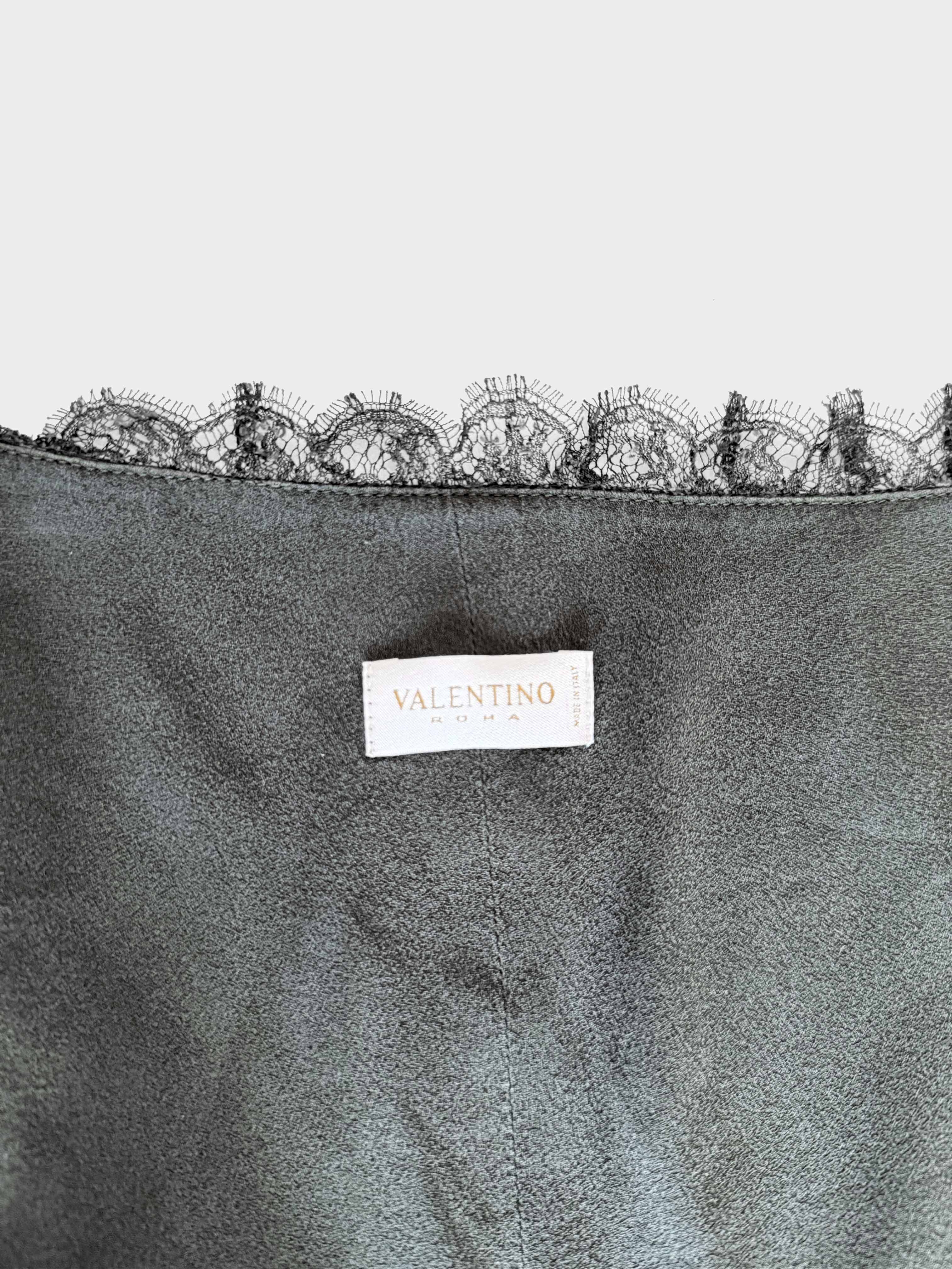 Valentino 2000s Green Silk and Lace Dress - Image 2