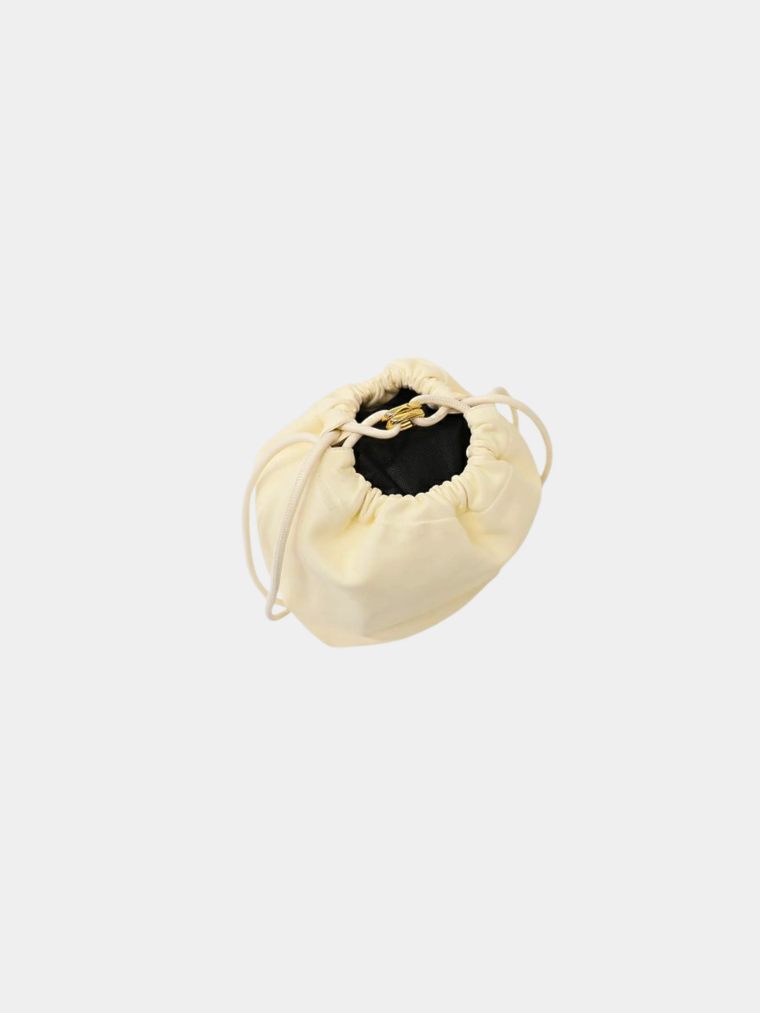 Valentino 2000s Ivory Leather V Logo Pouf Bucket Shoulder Bag - Image 5