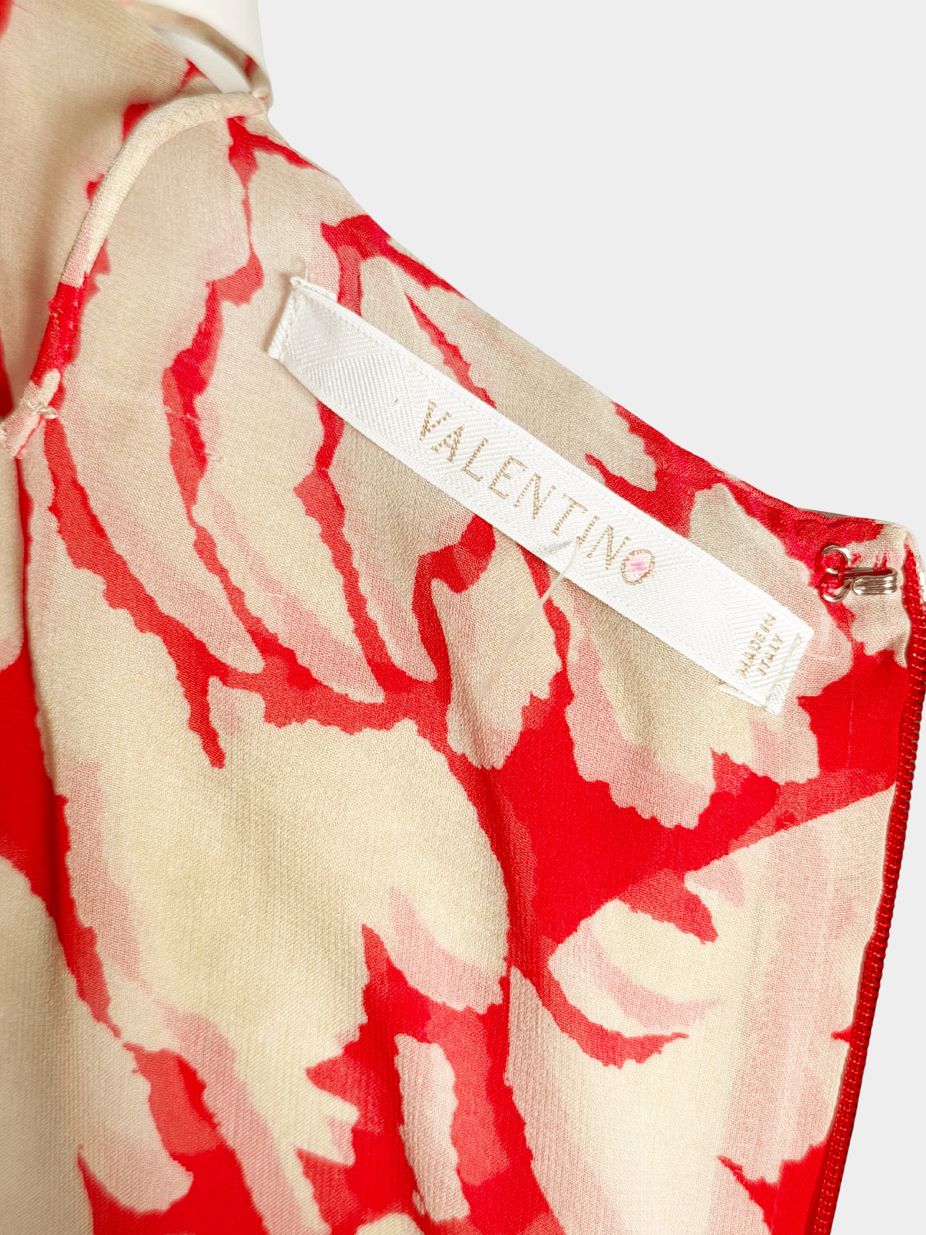 Valentino 2000s Red and Beige Self-tie detail Dress - Image 3
