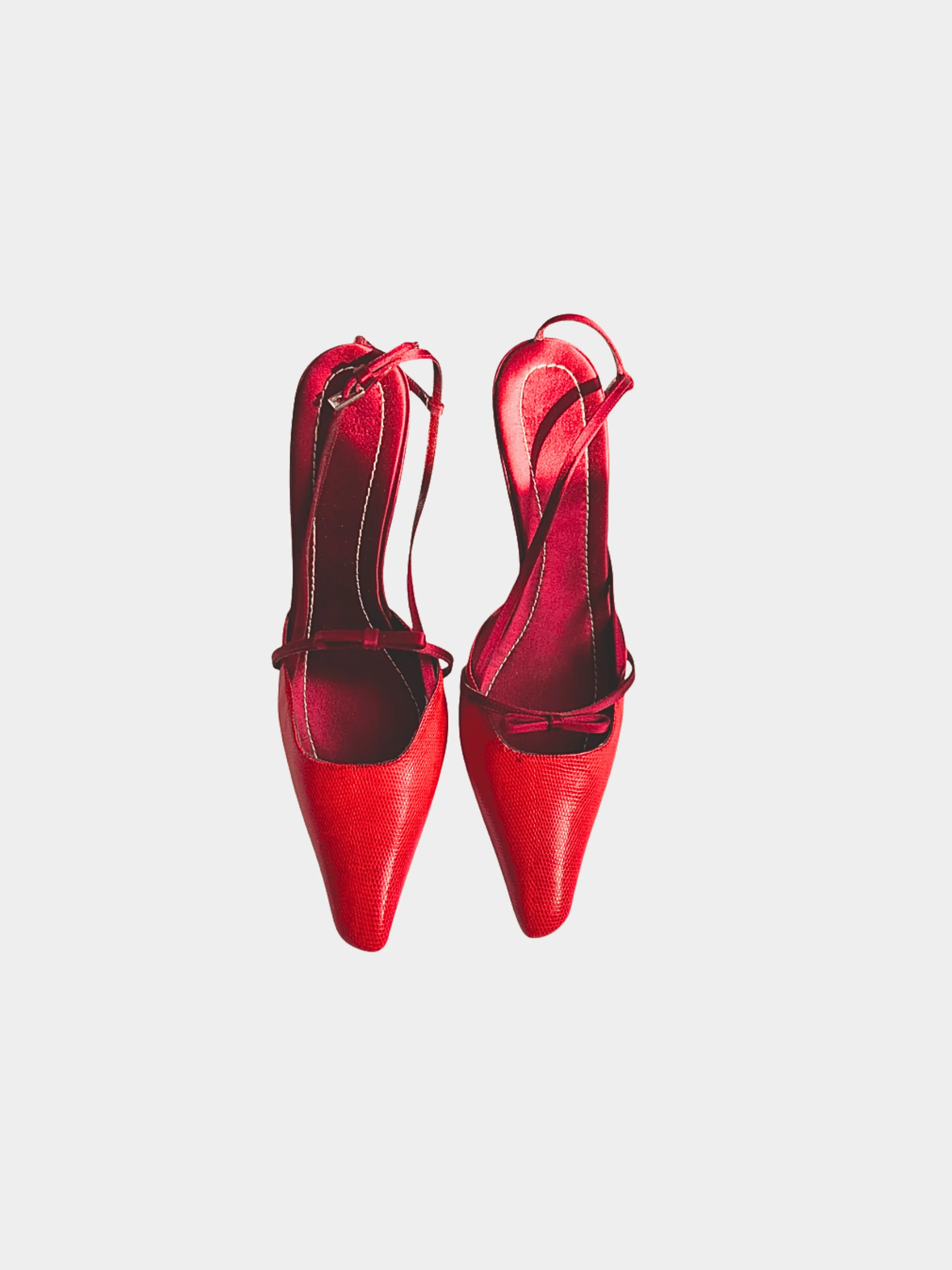 Valentino 2000s Red Bow Tie Slingback Heels - Image 2