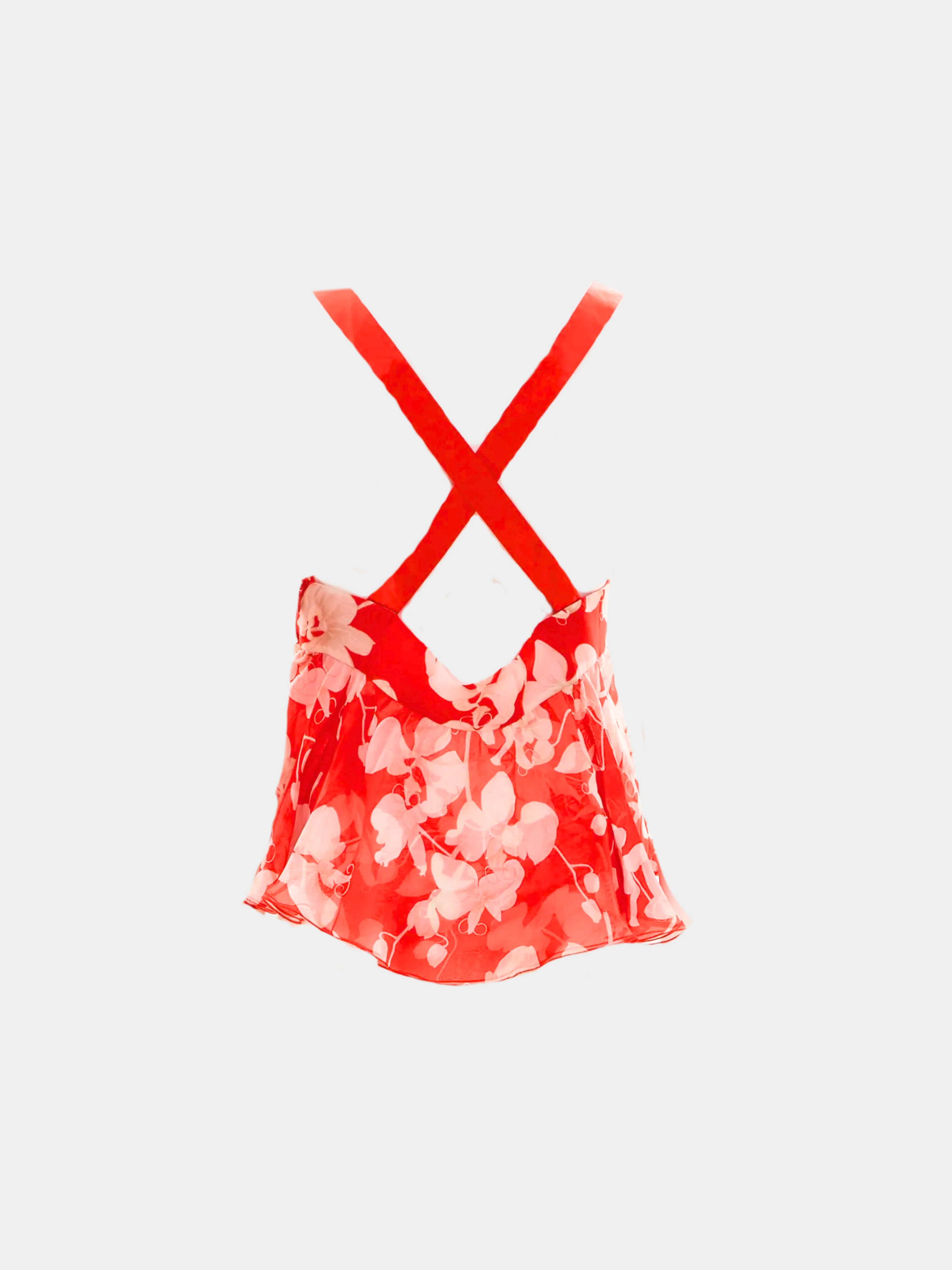 Valentino 2000s Red Flower Print Silk Top - Image 2