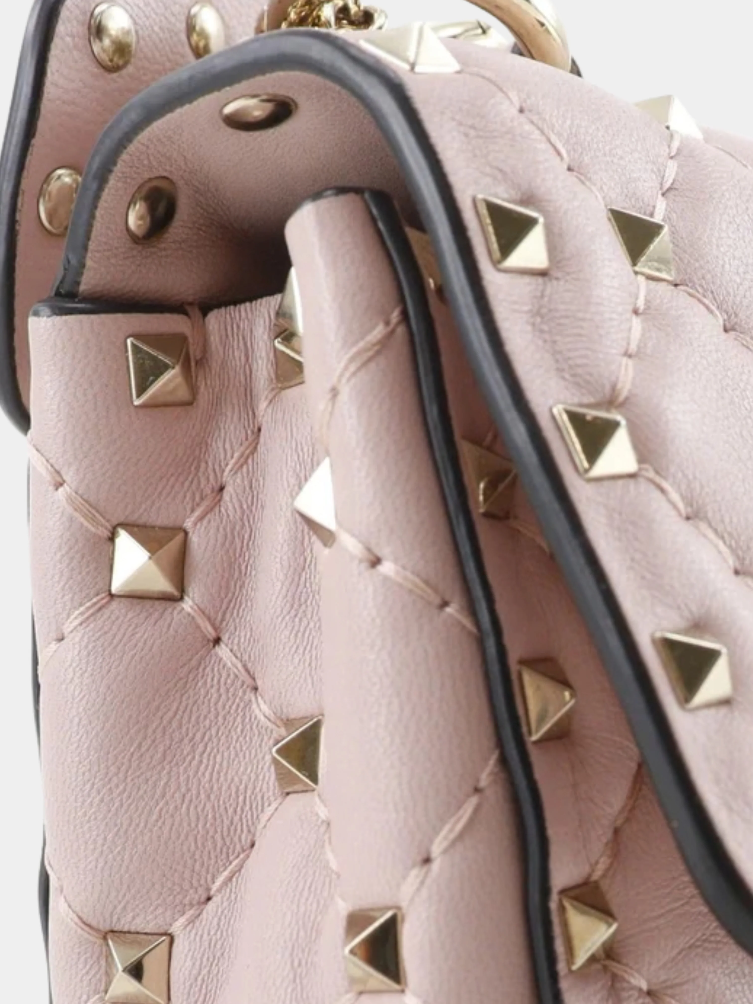 Valentino 2010s Pink Calfskin Rockstud Spike 2Way Shoulder Bag - Image 7