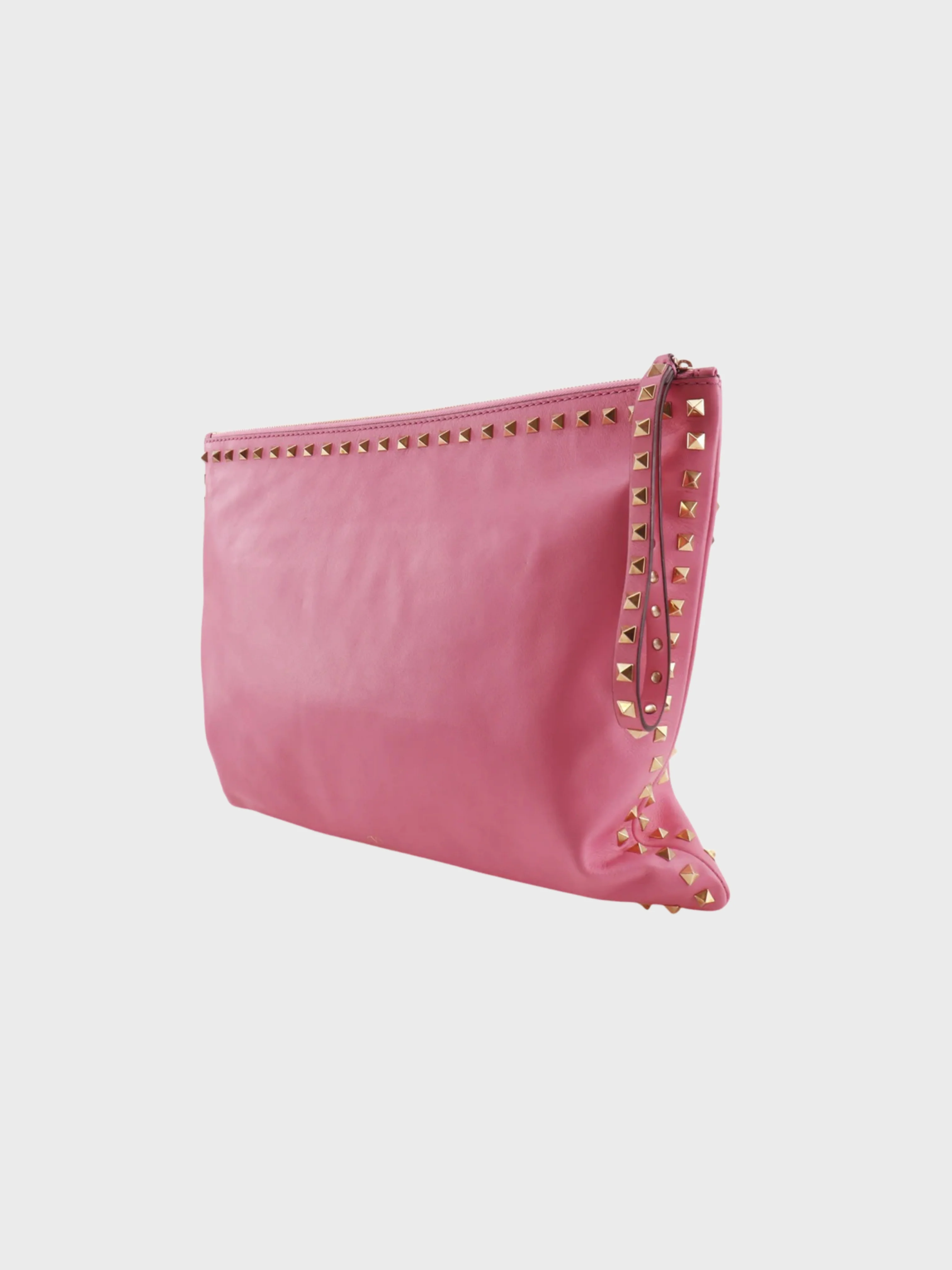 Valentino 2014 Raspberry Pink Leather Rockstud Clutch Bag - Image 2