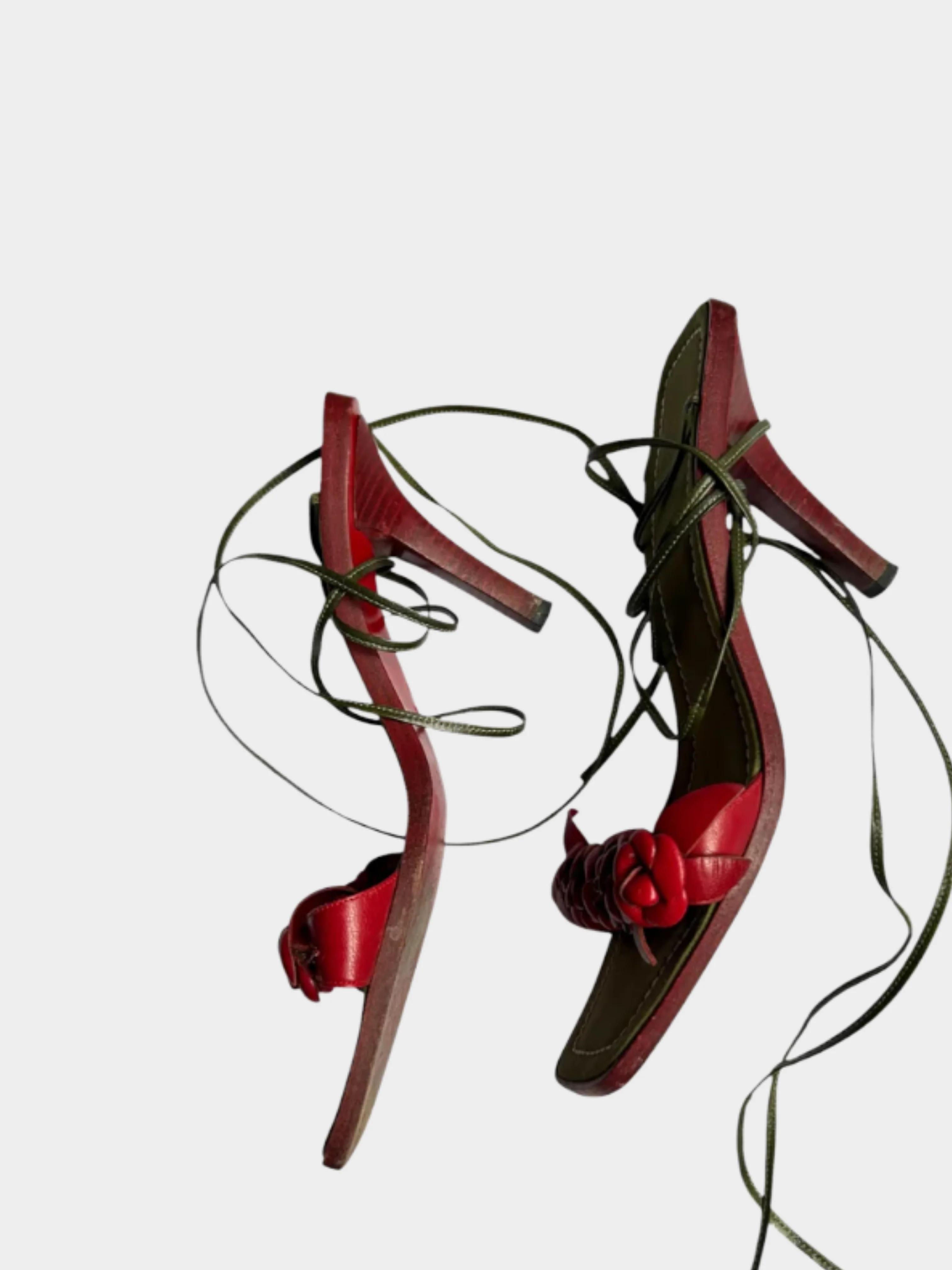 Valentino FW 1999 Rose Ankle Wrap Sandal Heels - Image 3