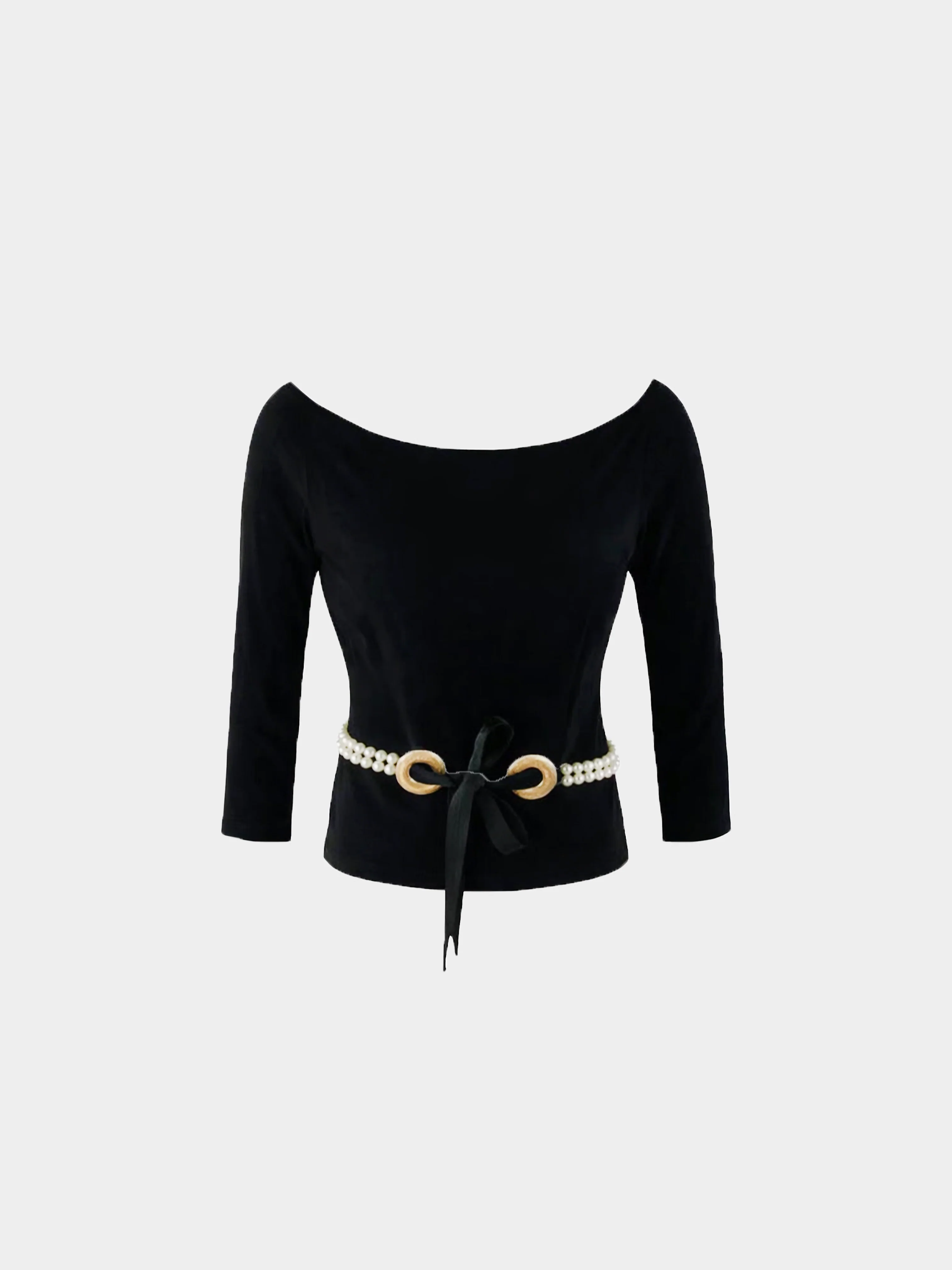 Valentino SS 2005 Black Pearl Belt Top