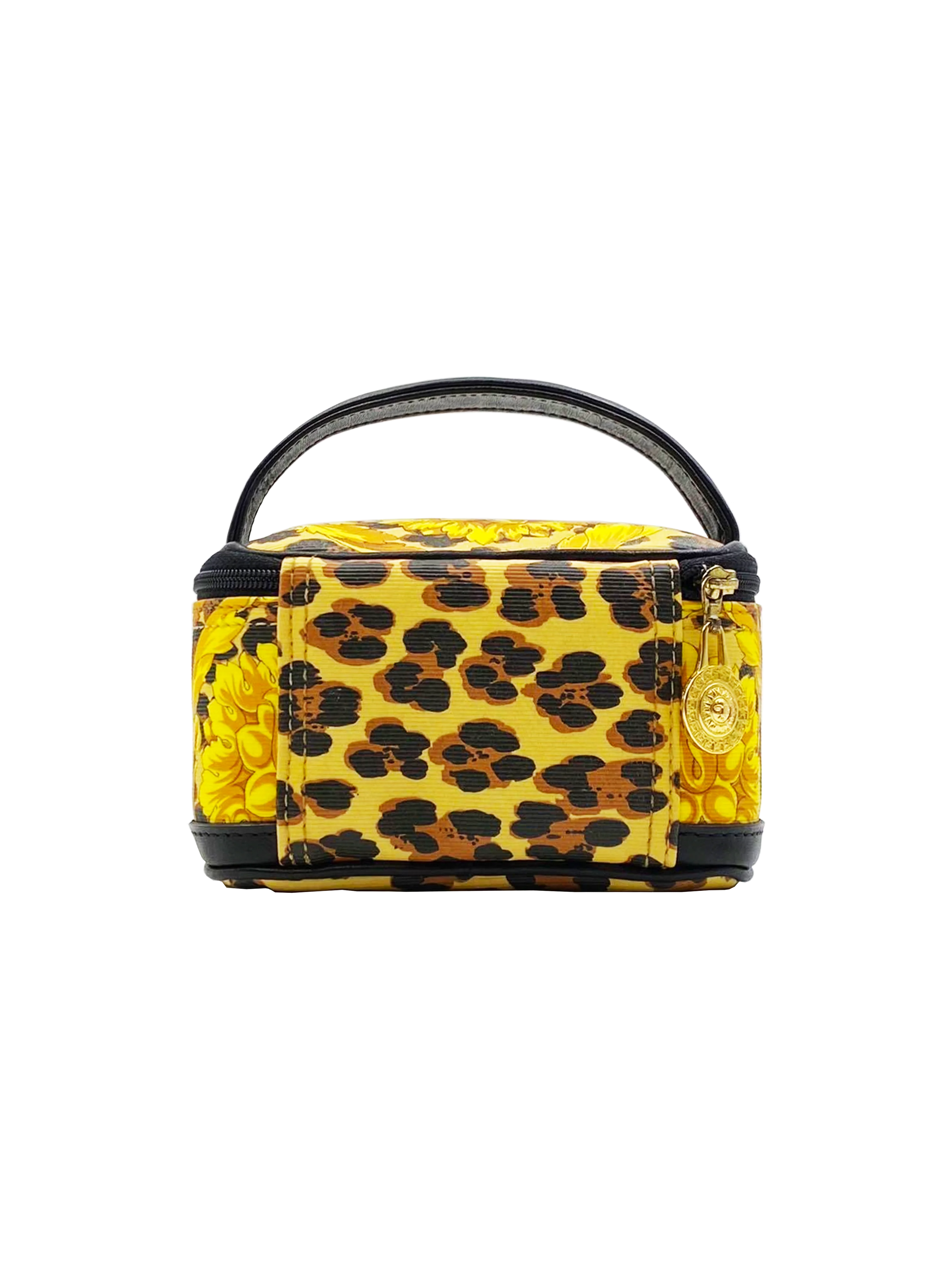 Versace 1990s Gold Baroque Leopard Print Leather Top Handle Micro Bag - Image 2