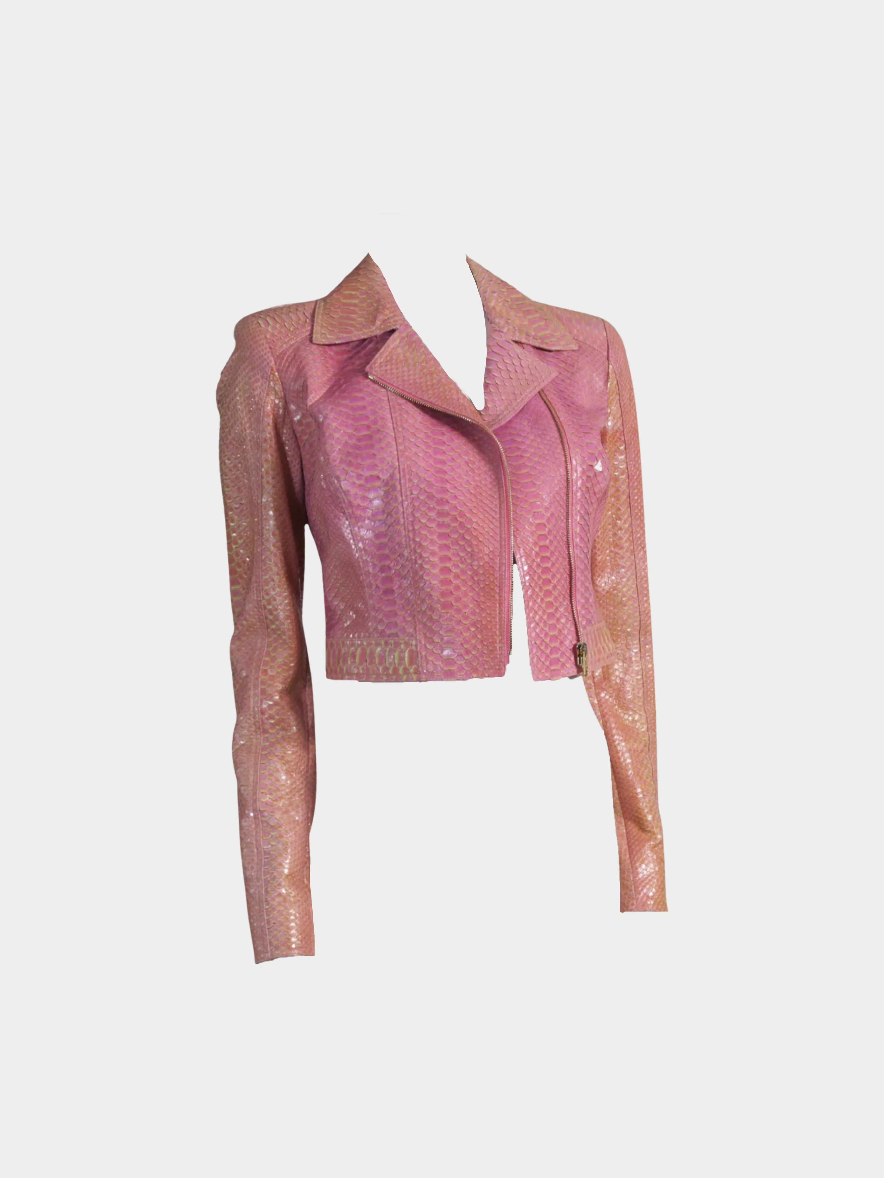 Versace 1990s Pink Exotic Python Leather - Image 2