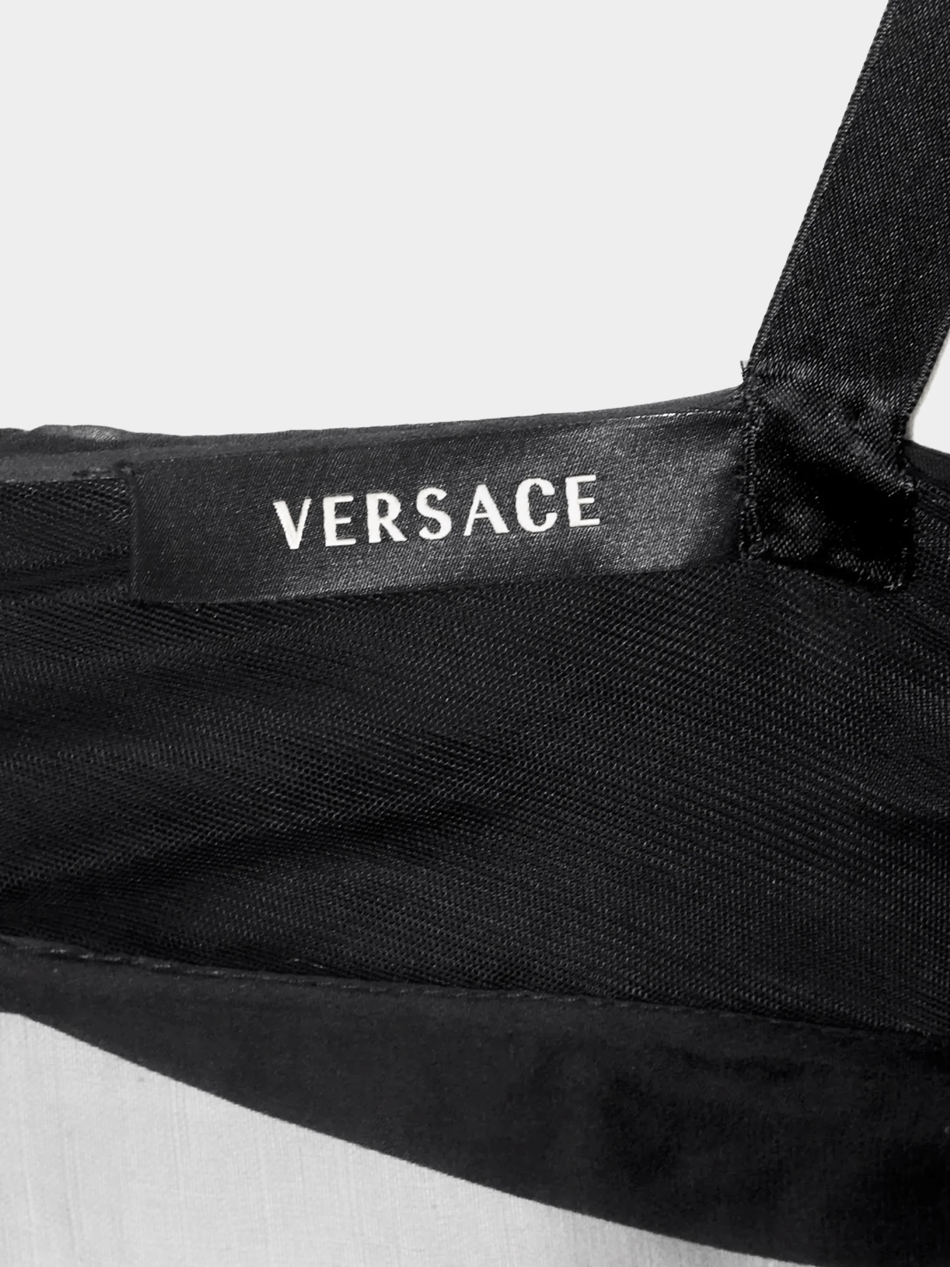 Versace 2000s Black Sheer Pleated Silk Top - Image 4