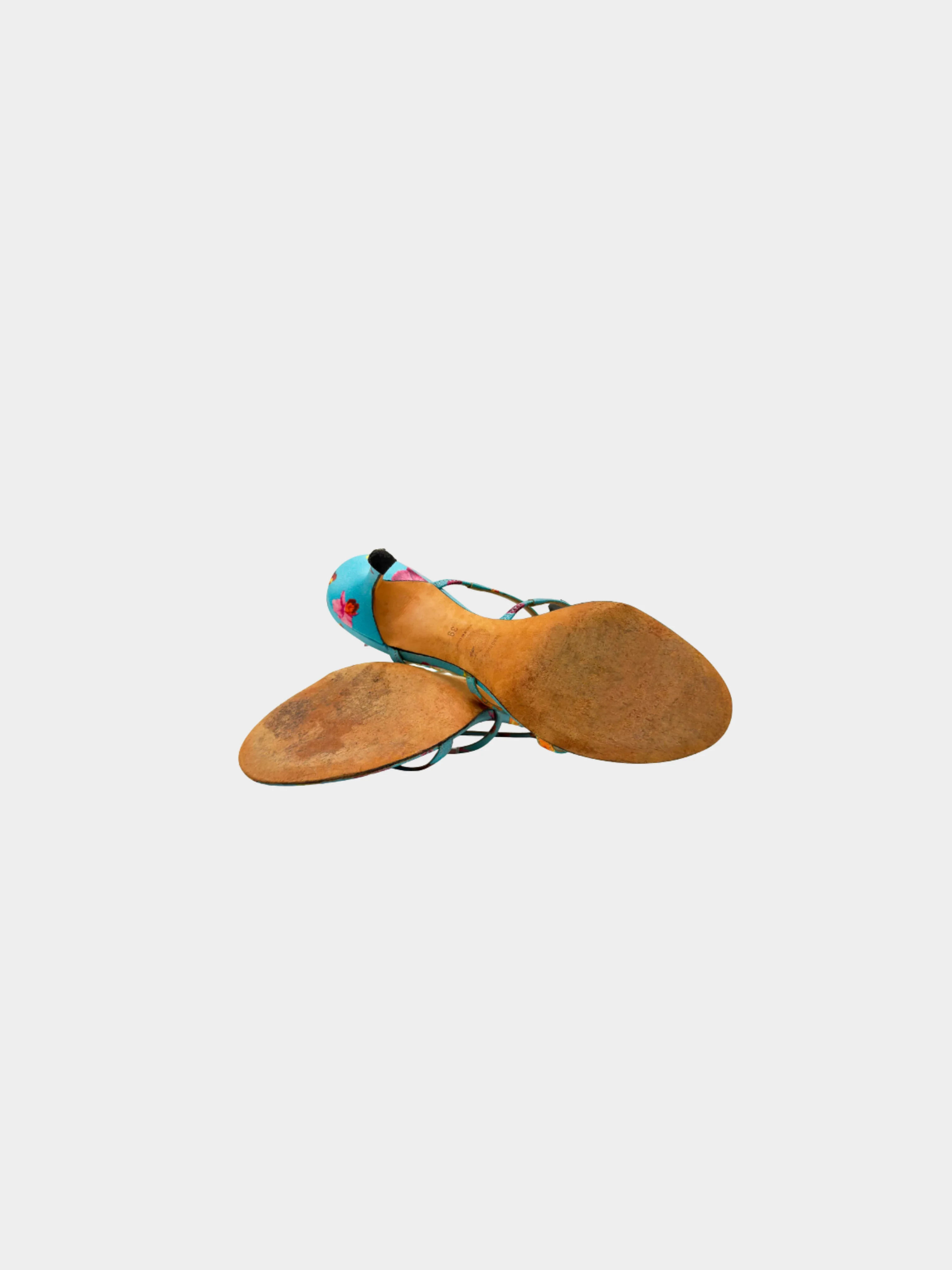 Versace 2000s Blue Floral Sandals - Image 3