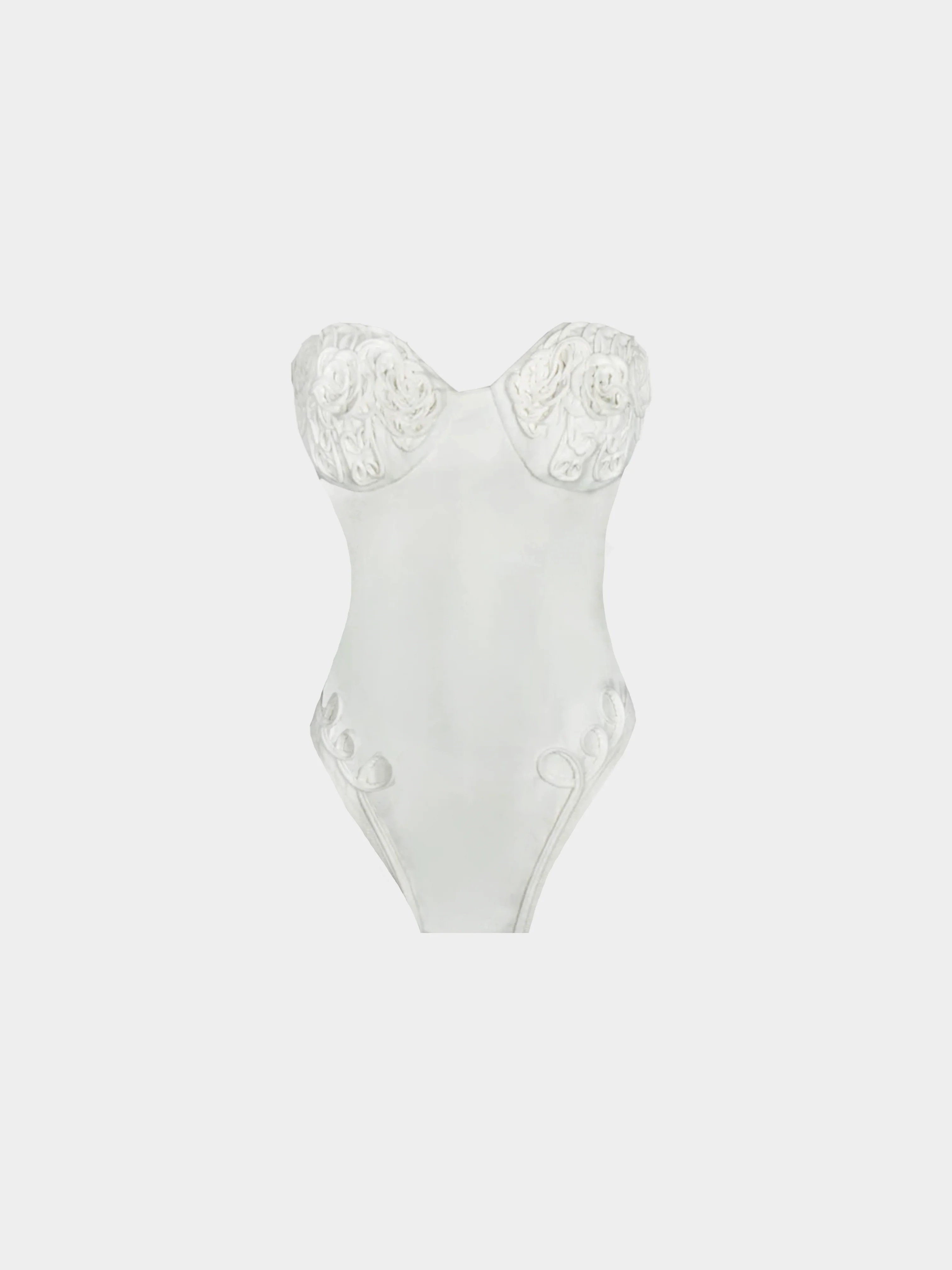 Versace 2000s White Floral Bustier Bodysuit Top