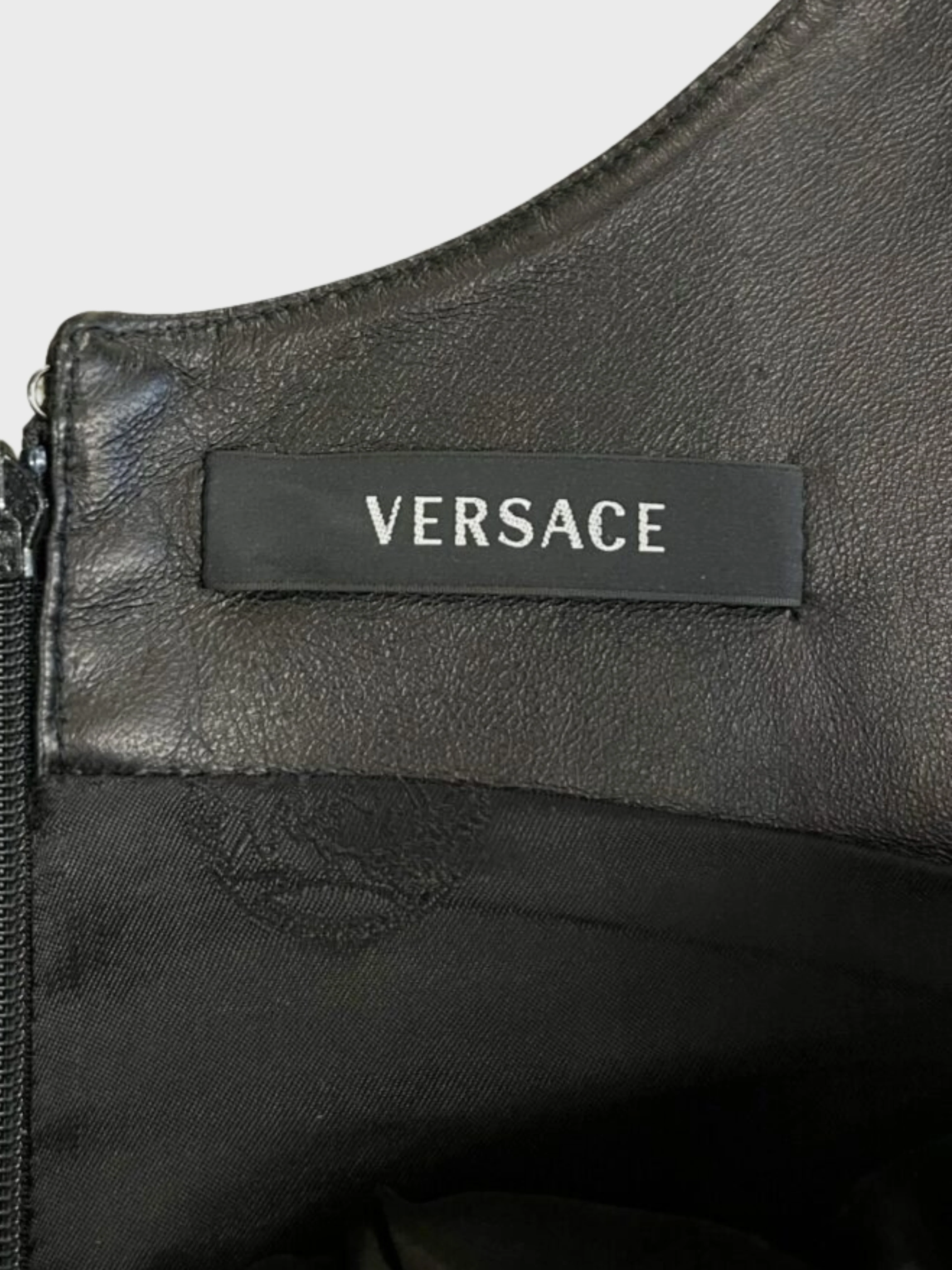 Versace 2010s Black Lambskin Leather Corset Hook Dress - Image 4
