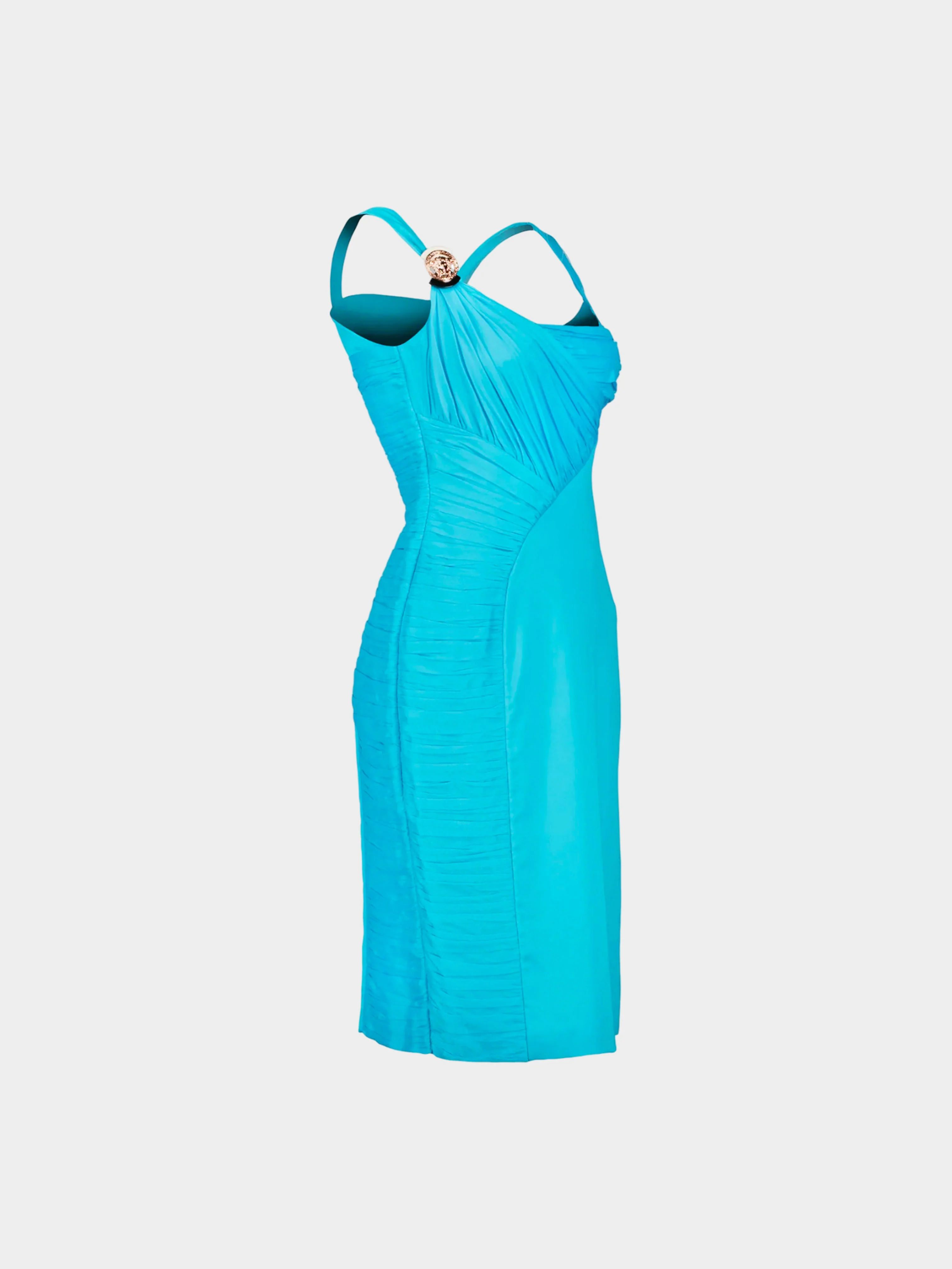 Versace 2012 Blue Medusa Silk Dress - Image 3
